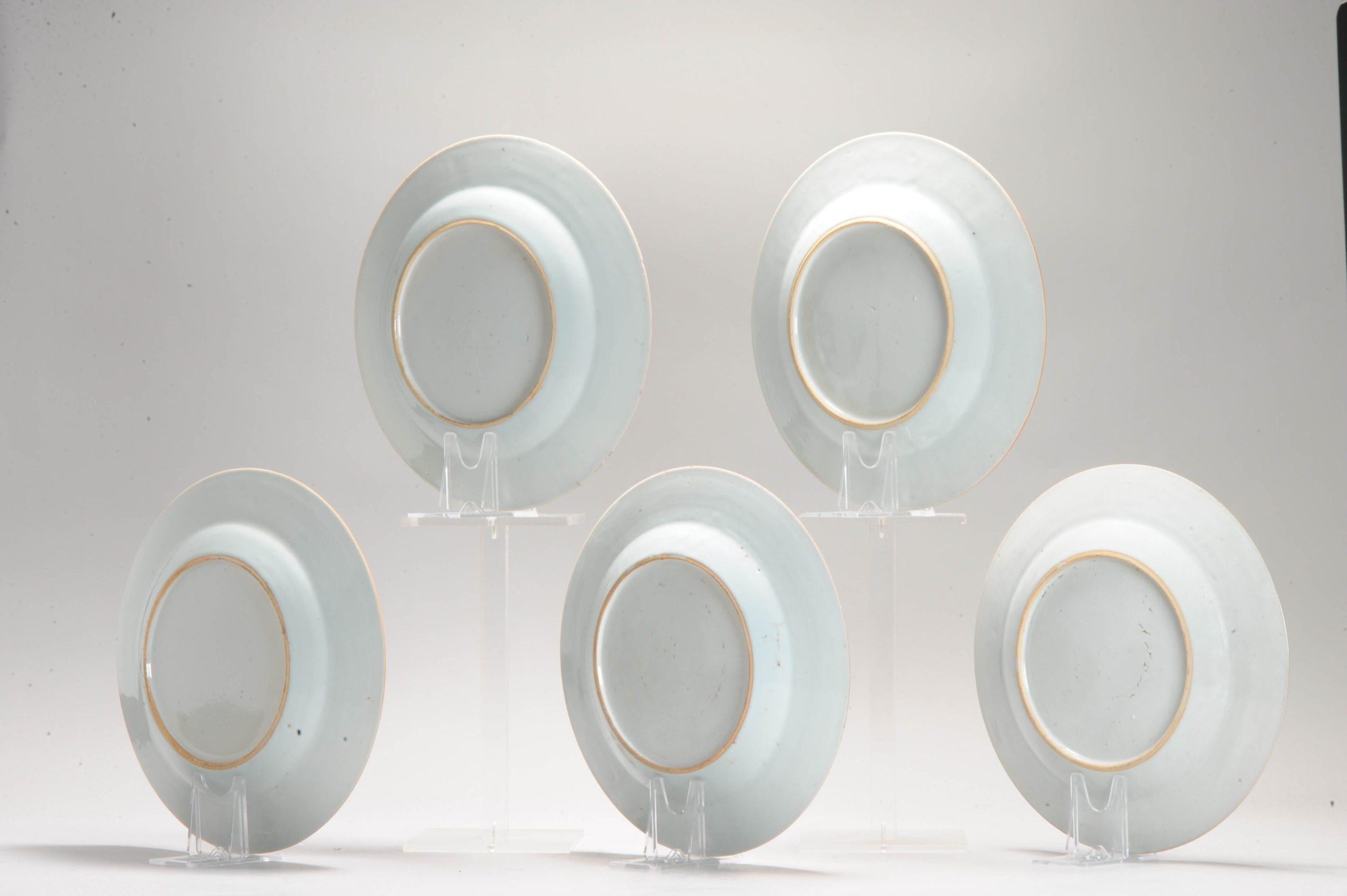 #5 Antique Chinese Porcelain 18th C Kangxi Blue White Set Dinner Plates Pagode For Sale 2