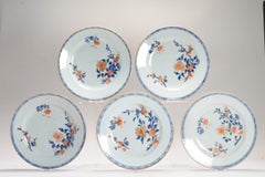 #5 Antique Chinese Porcelain 18th C Kangxi Blue White Set Dinner Plates Pagode