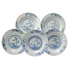 #5 Antique Chinese Porcelain 18th C Kangxi Period Blue White Dinner Plates