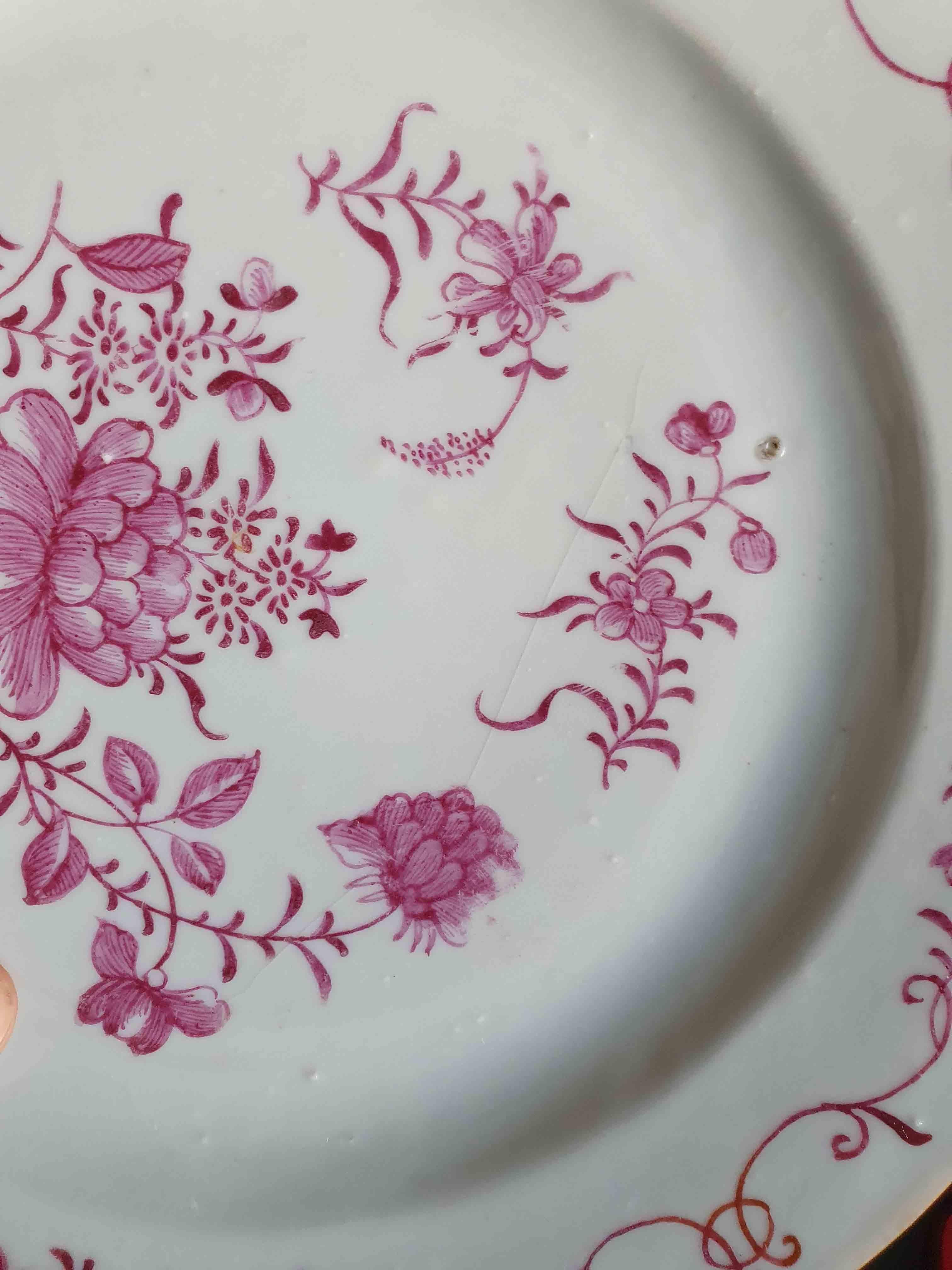 #5 Antique Chinese Porcelain 18th C Qianlong Period Famille Rose Dinner Plates For Sale 15