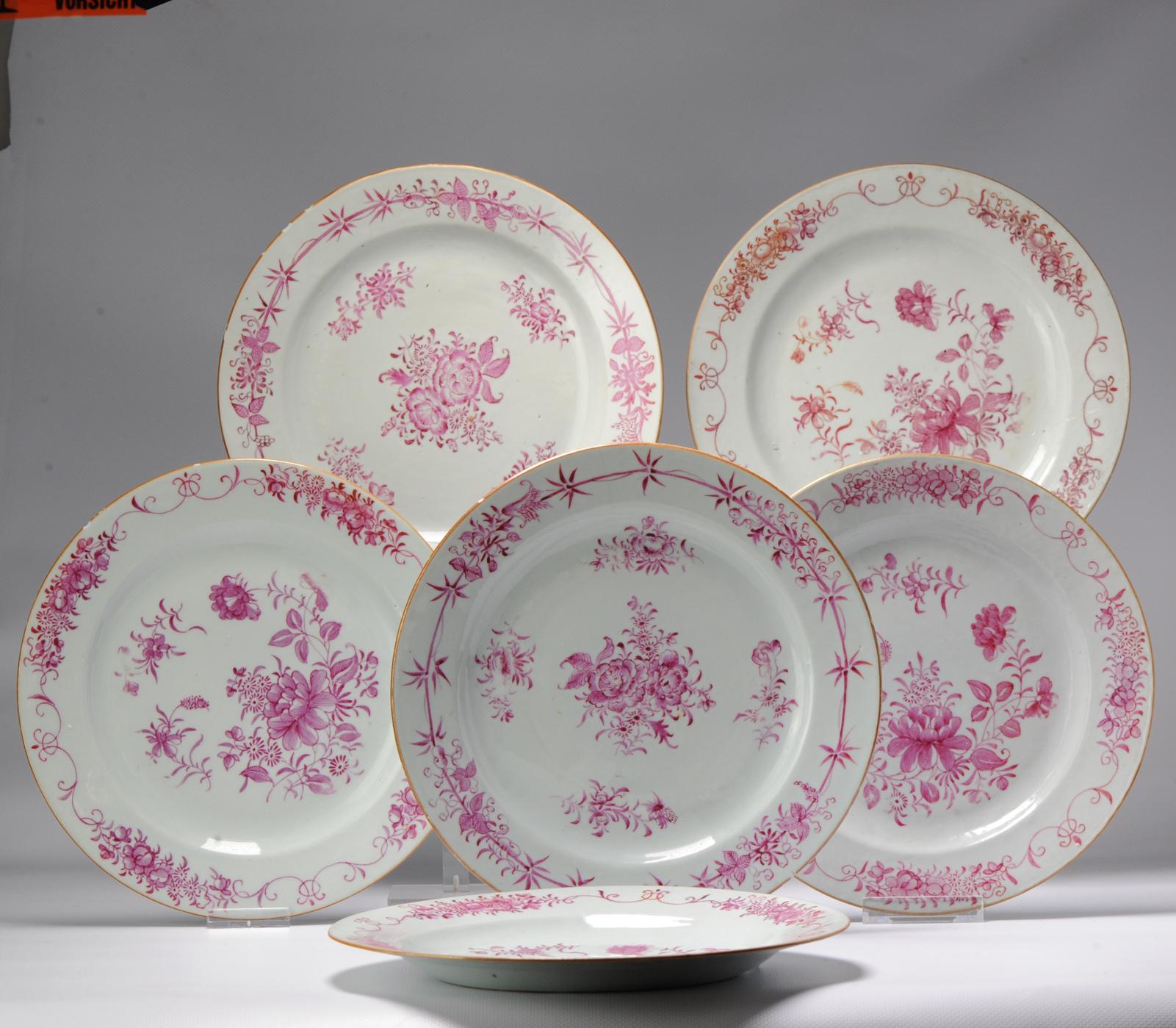 #5 Antique Chinese Porcelain 18th C Qianlong Period Famille Rose Dinner Plates For Sale 1
