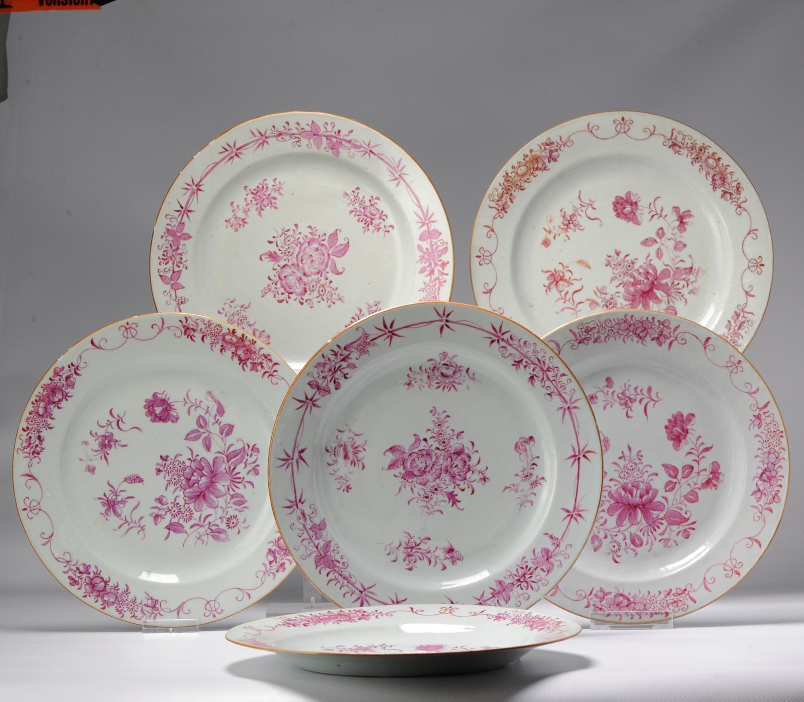 #5 Antique Chinese Porcelain 18th C Qianlong Period Famille Rose Dinner Plates For Sale 3