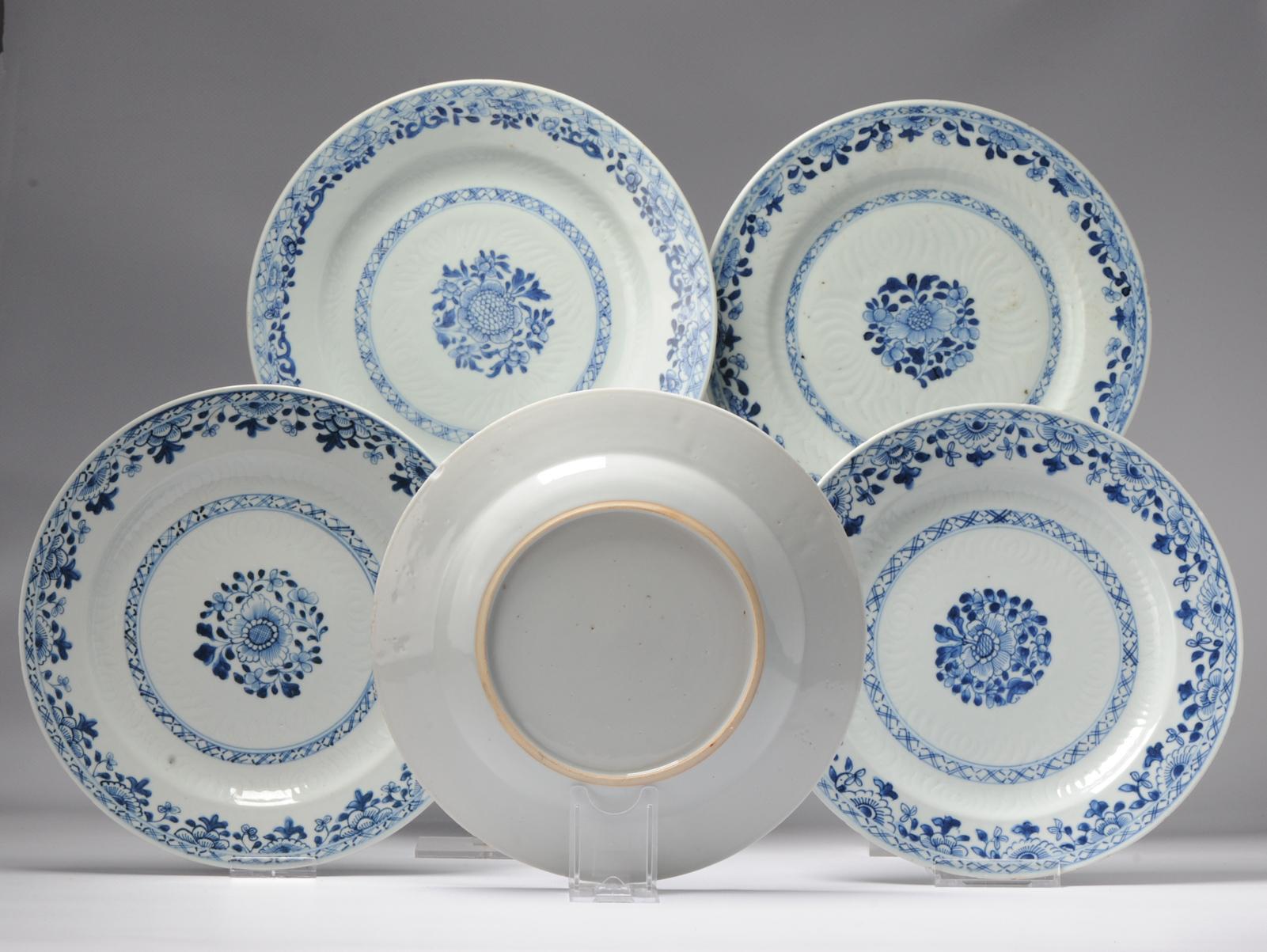 #5 Antique Chinese Porcelain 18th C Yongzheng Qianlong Period Blue White Dinner For Sale 6