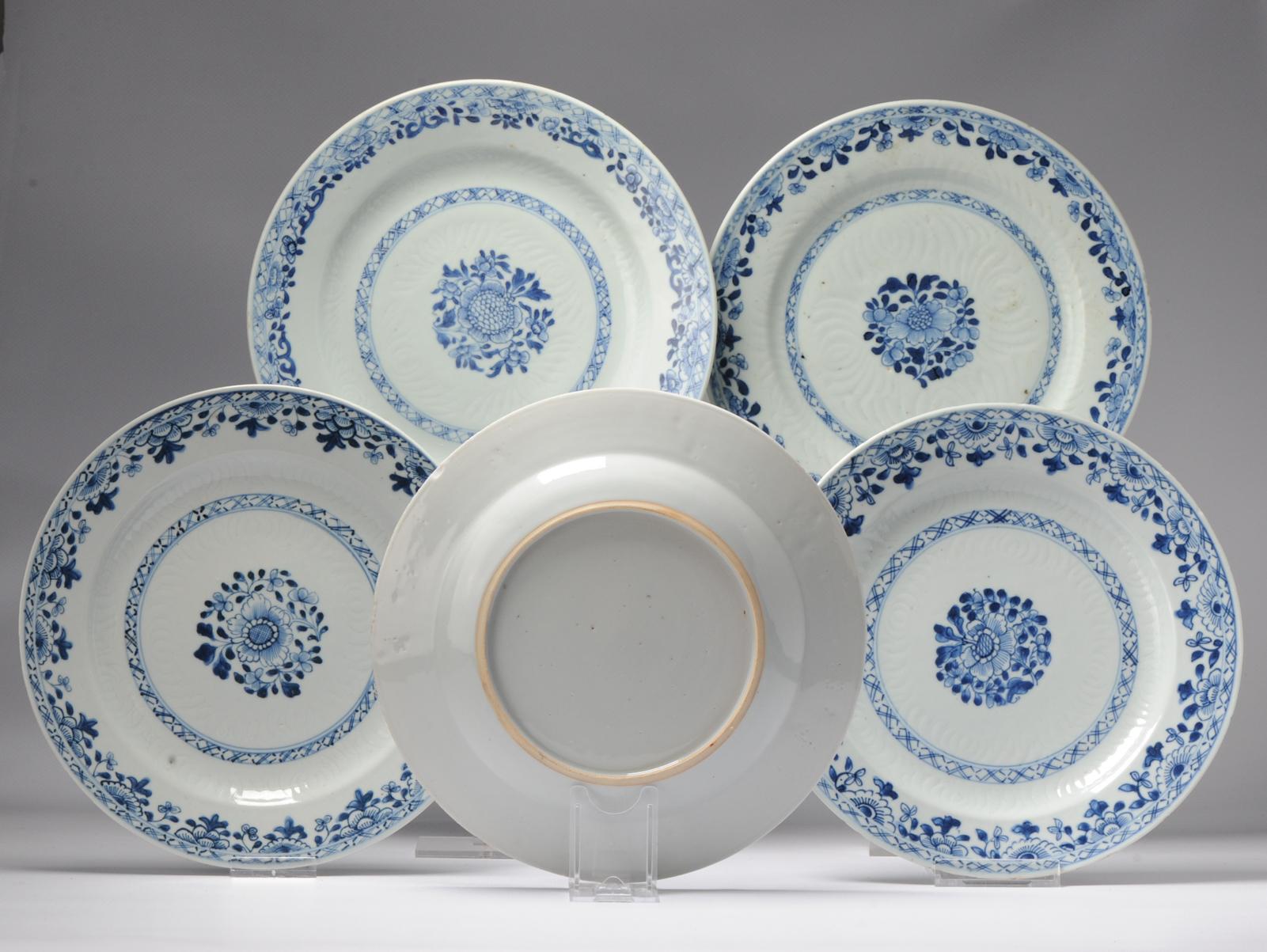 #5 Antique Chinese Porcelain 18th C Yongzheng Qianlong Period Blue White Dinner For Sale 7