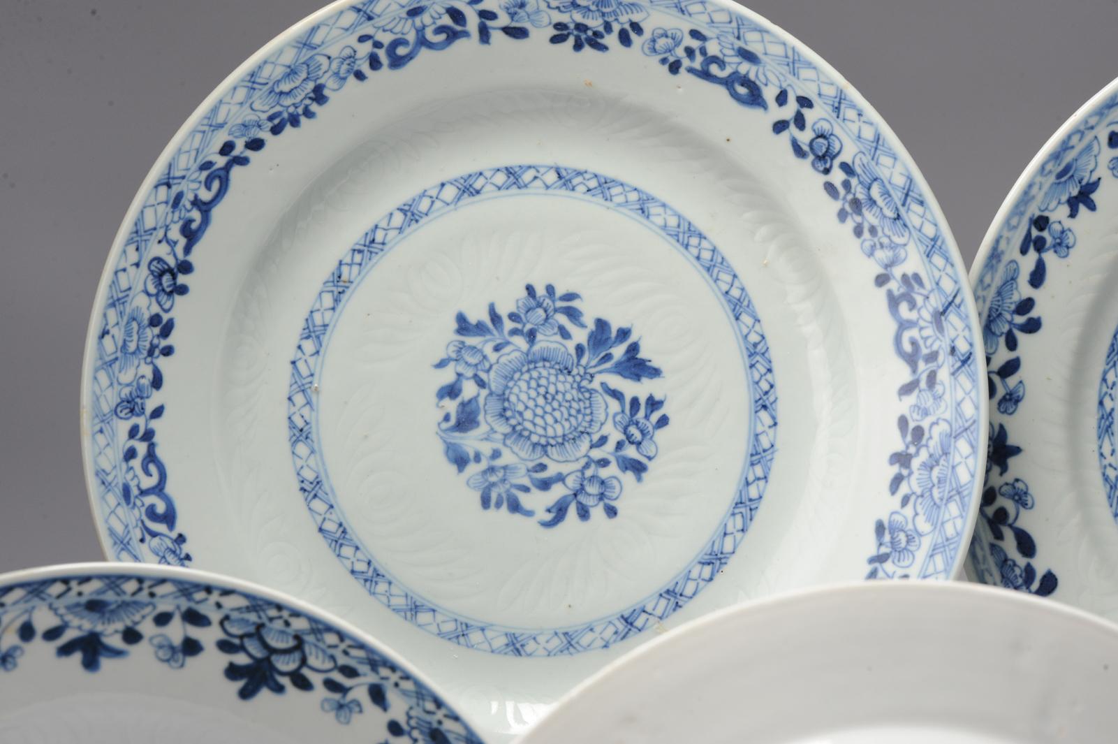 #5 Antique Chinese Porcelain 18th C Yongzheng Qianlong Period Blue White Dinner For Sale 8