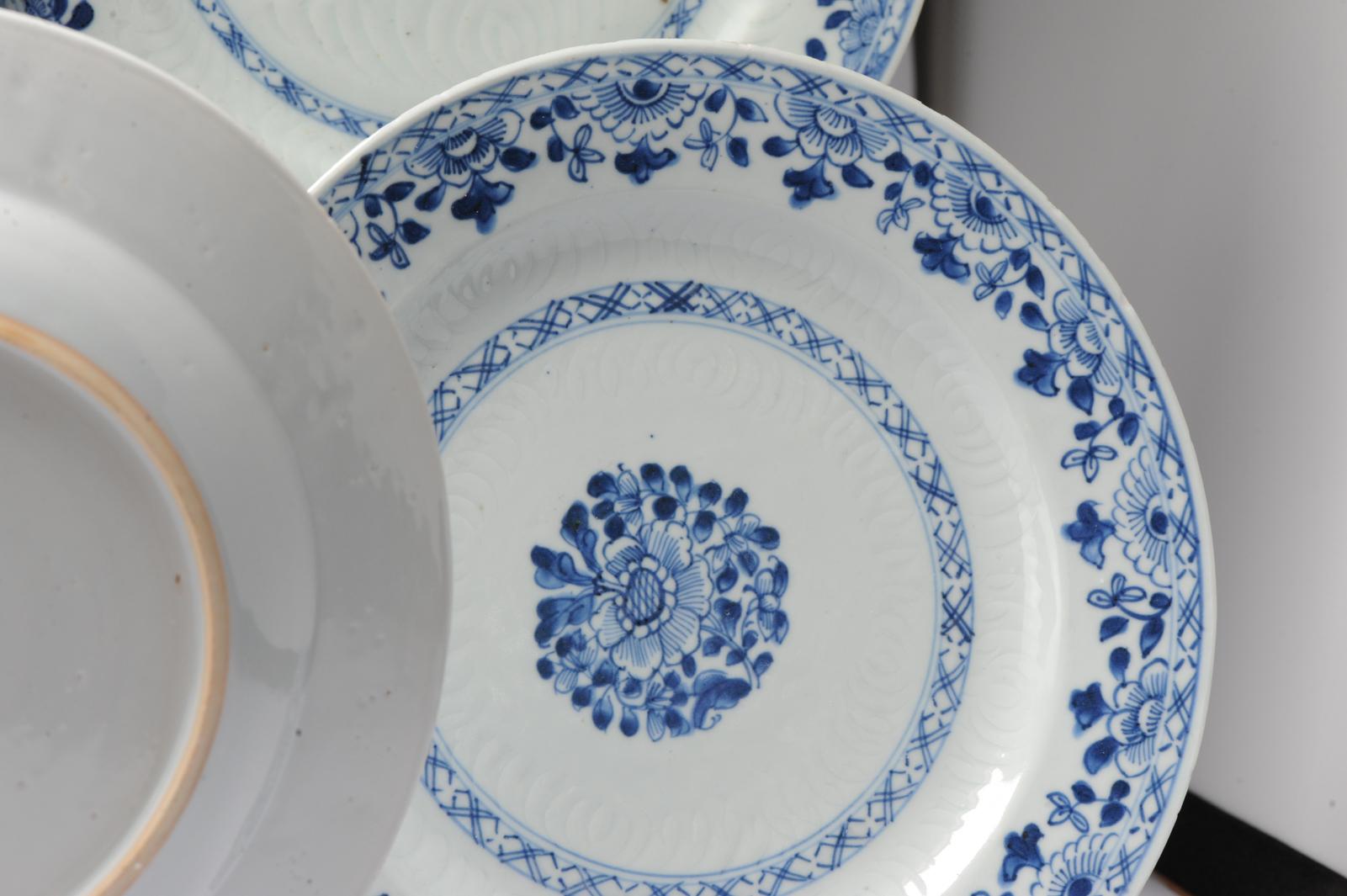 #5 Antique Chinese Porcelain 18th C Yongzheng Qianlong Period Blue White Dinner For Sale 9