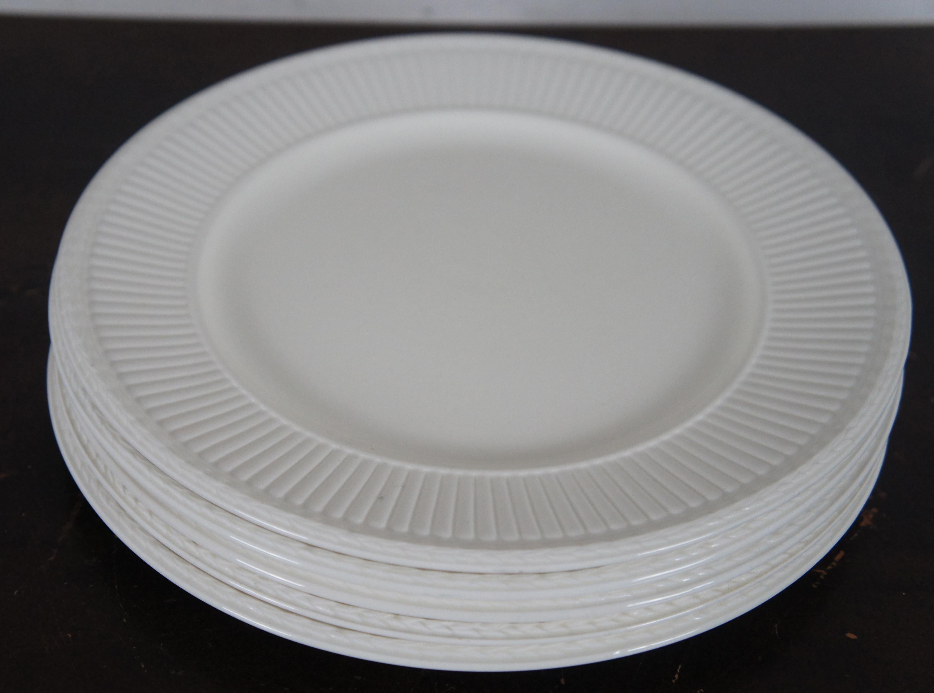 5 Antique English Wedgwood Edme White Ivory Ribbed Dinner Plates 1