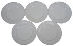 5 Antique English Wedgwood Edme White Ivory Ribbed Dinner Plates
