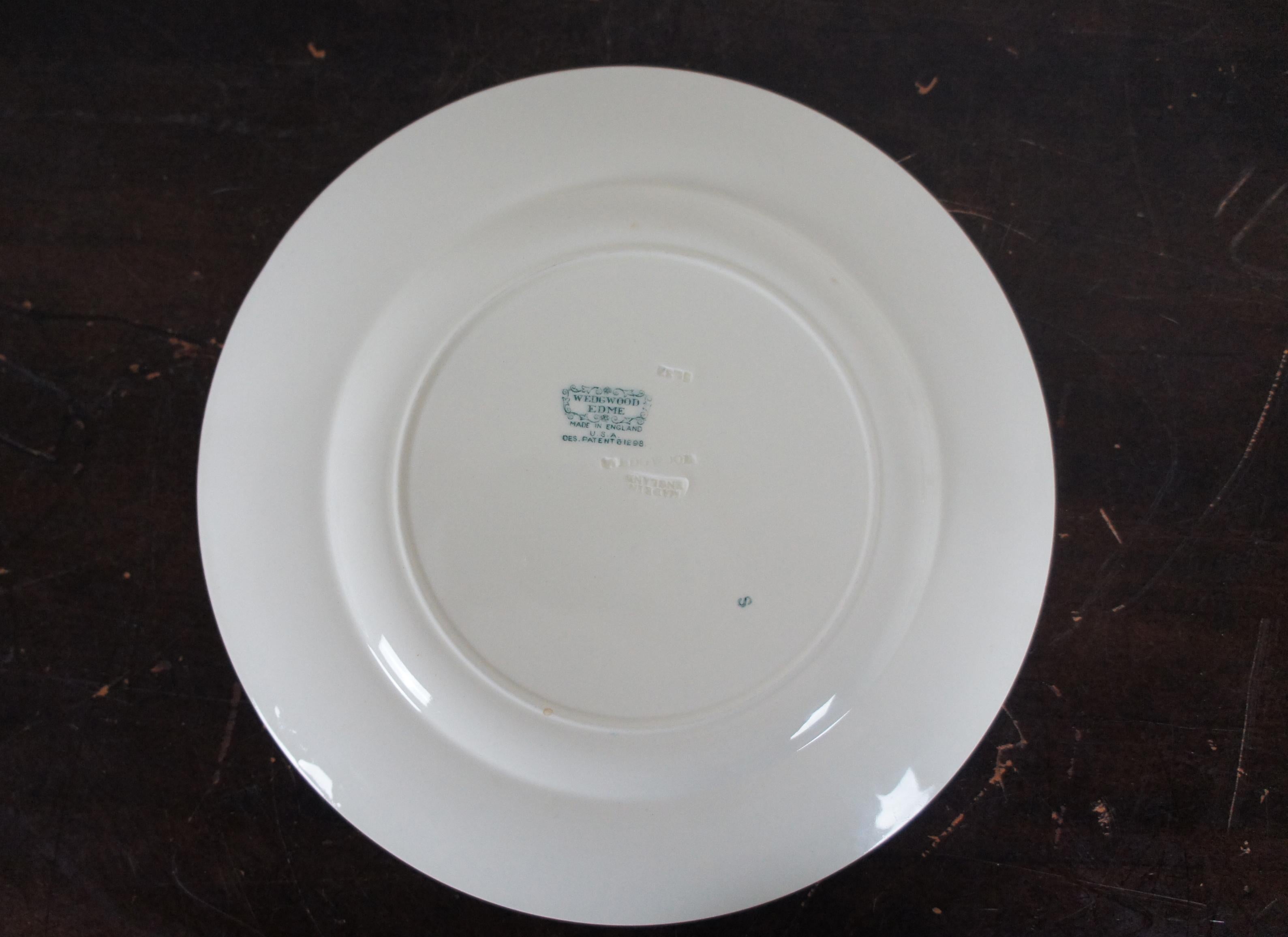 5 Antique English Wedgwood Edme White Ivory Ribbed Dinner Plates In Good Condition In Dayton, OH