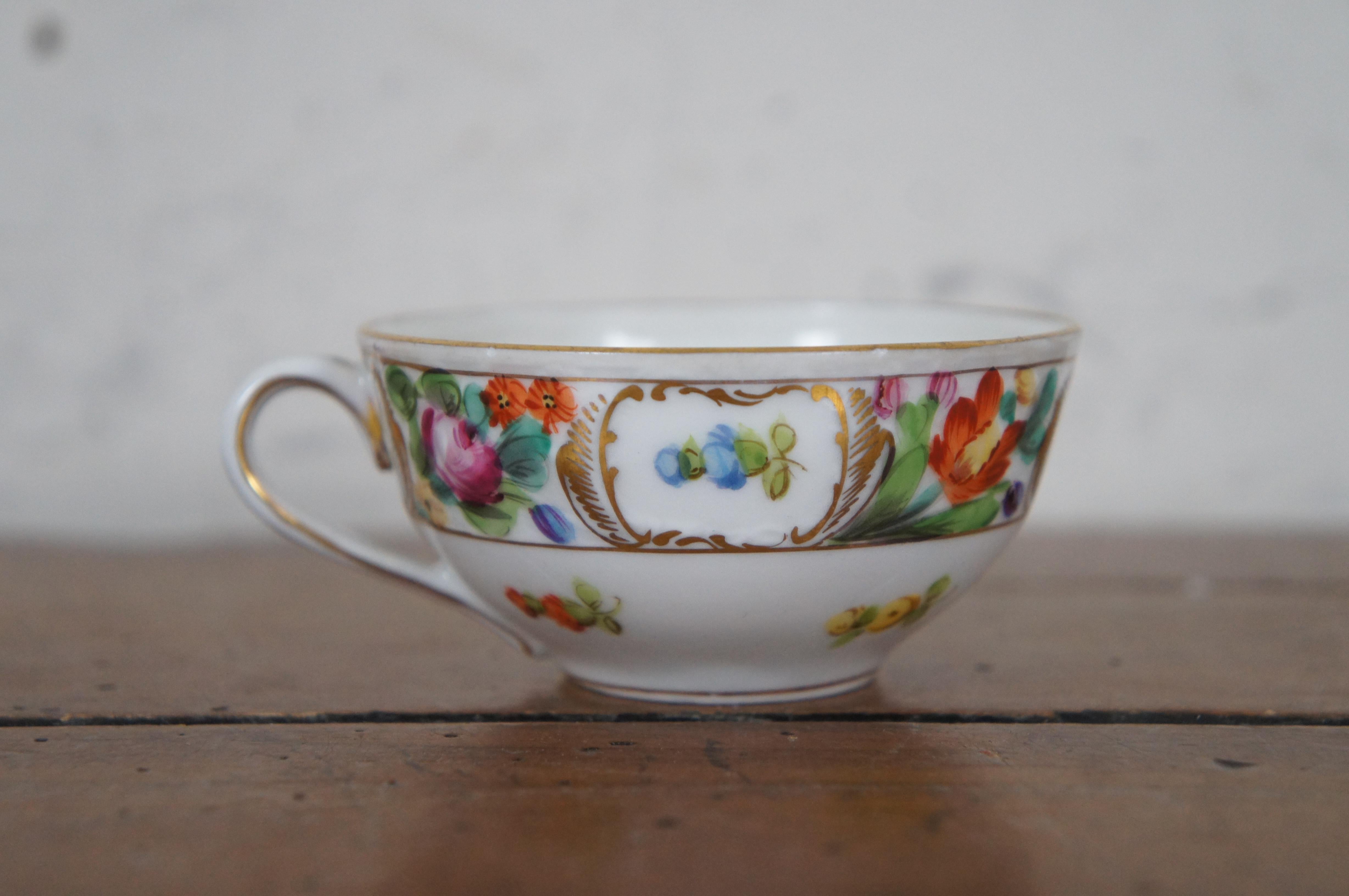 5 Antique German Dresden Reticulated Cake Plate Serving Bowl Tea Cup Saucer For Sale 2