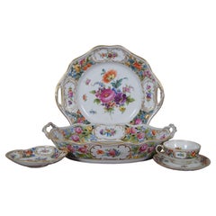 5 Retro German Dresden Reticulated Cake Plate Serving Bowl Tea Cup Saucer