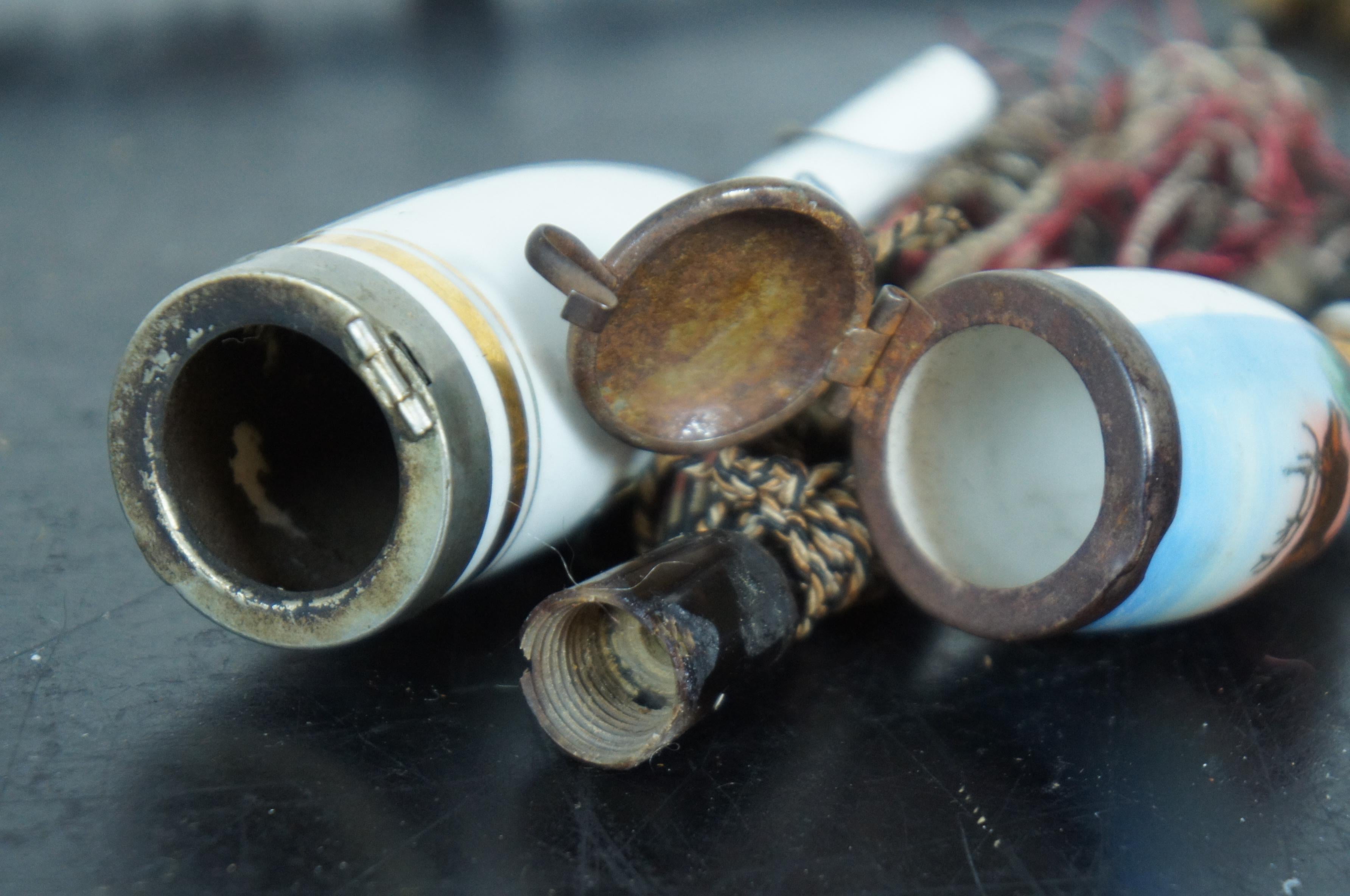 5 Antique German Tobacco Smoking Pipe Pieces Stem Mouthpiece Bowls Stand Elk 5