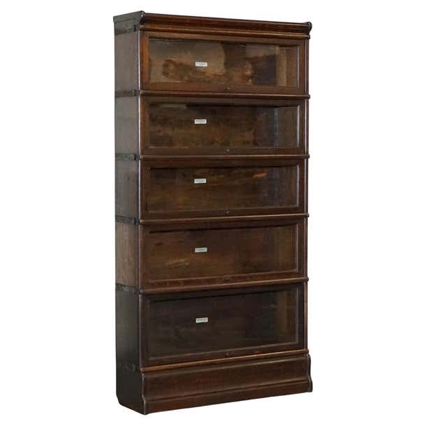 5 Antique Globe Wernicke Oak Glass Stacking Library Barrister Modular ...