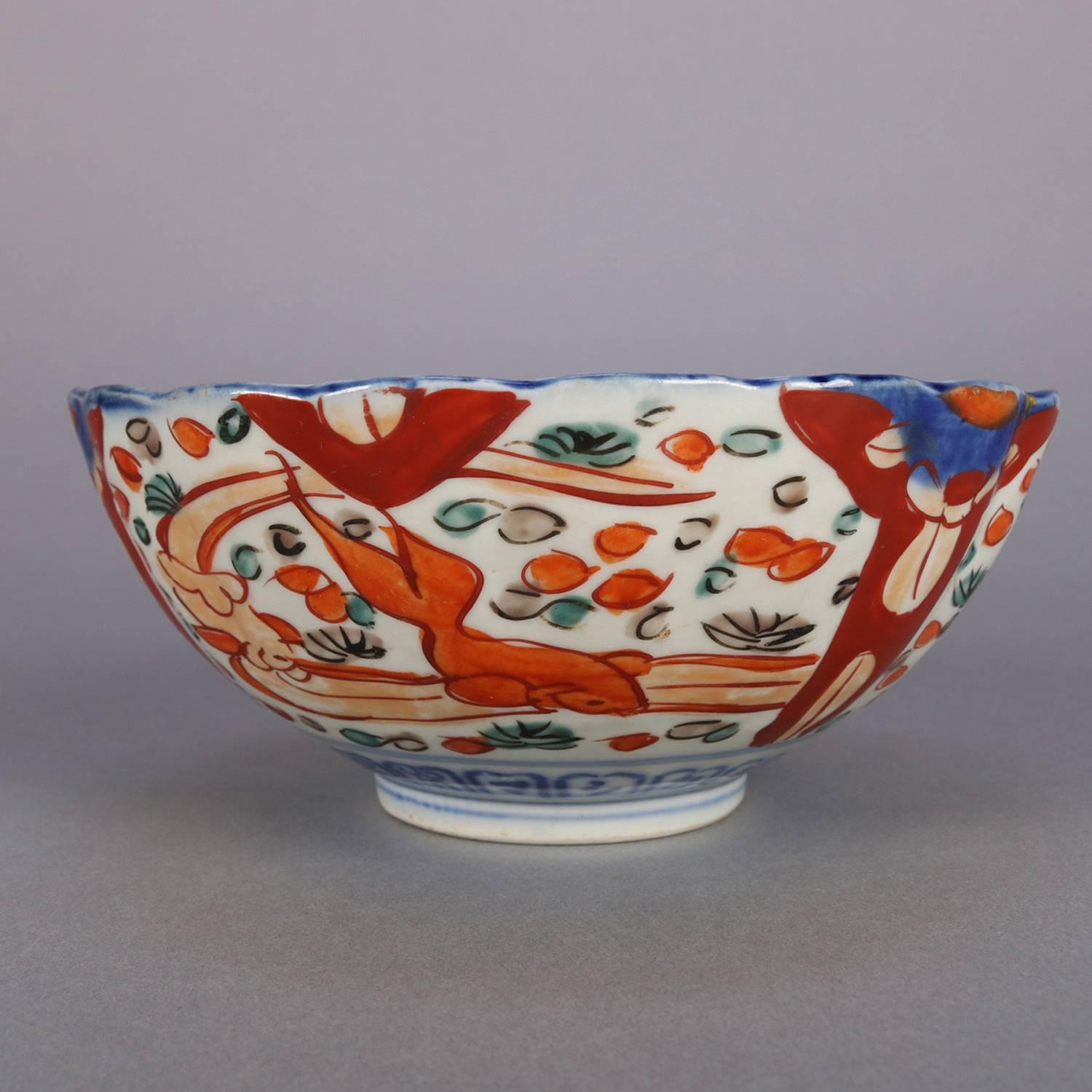 Five Antique Japanese Meiji Imari Hand-Painted Floral Porcelain Serveware 6