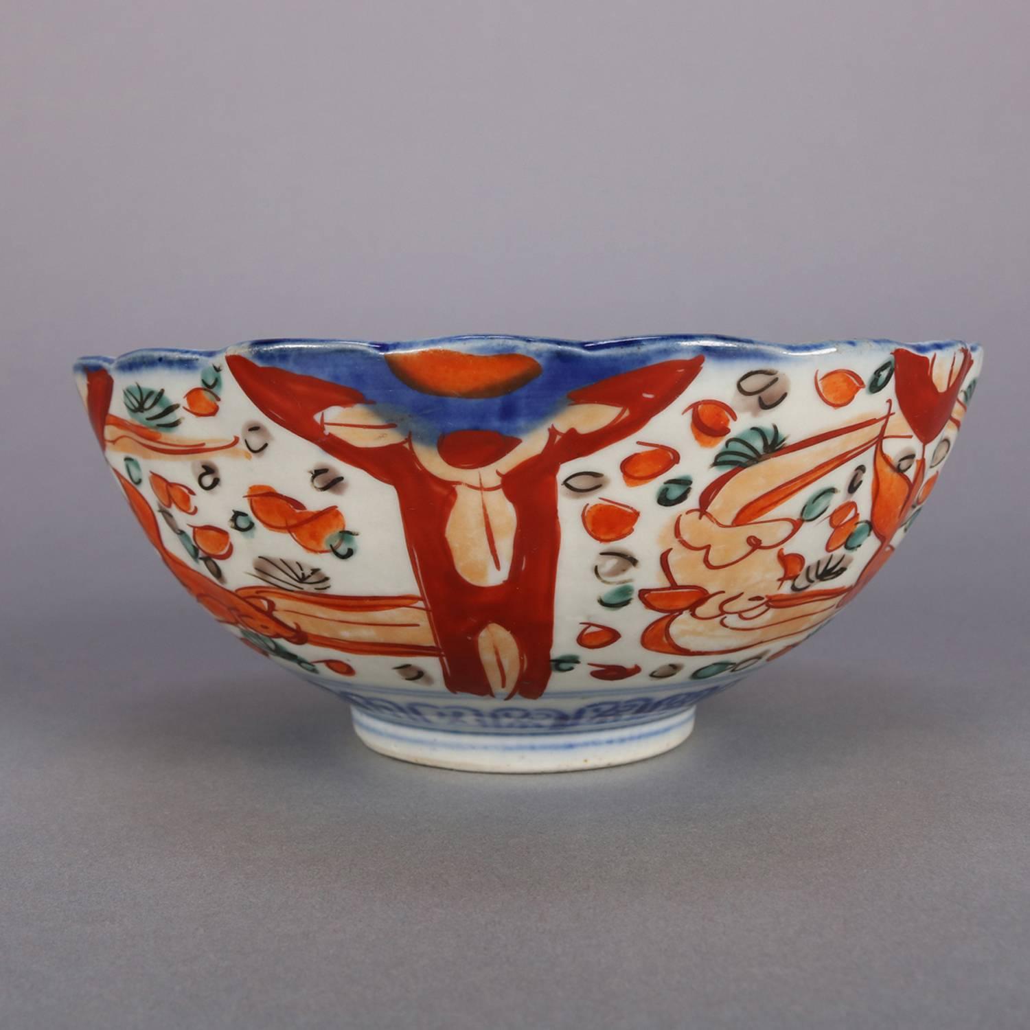 Five Antique Japanese Meiji Imari Hand-Painted Floral Porcelain Serveware 7