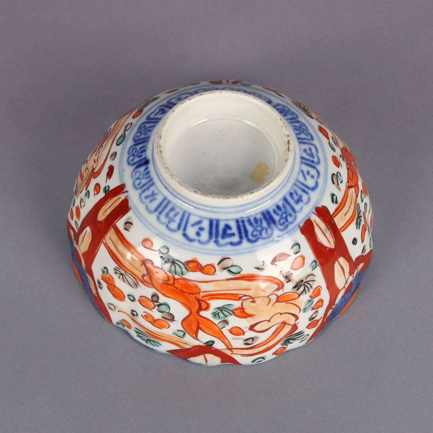 Five Antique Japanese Meiji Imari Hand-Painted Floral Porcelain Serveware 8