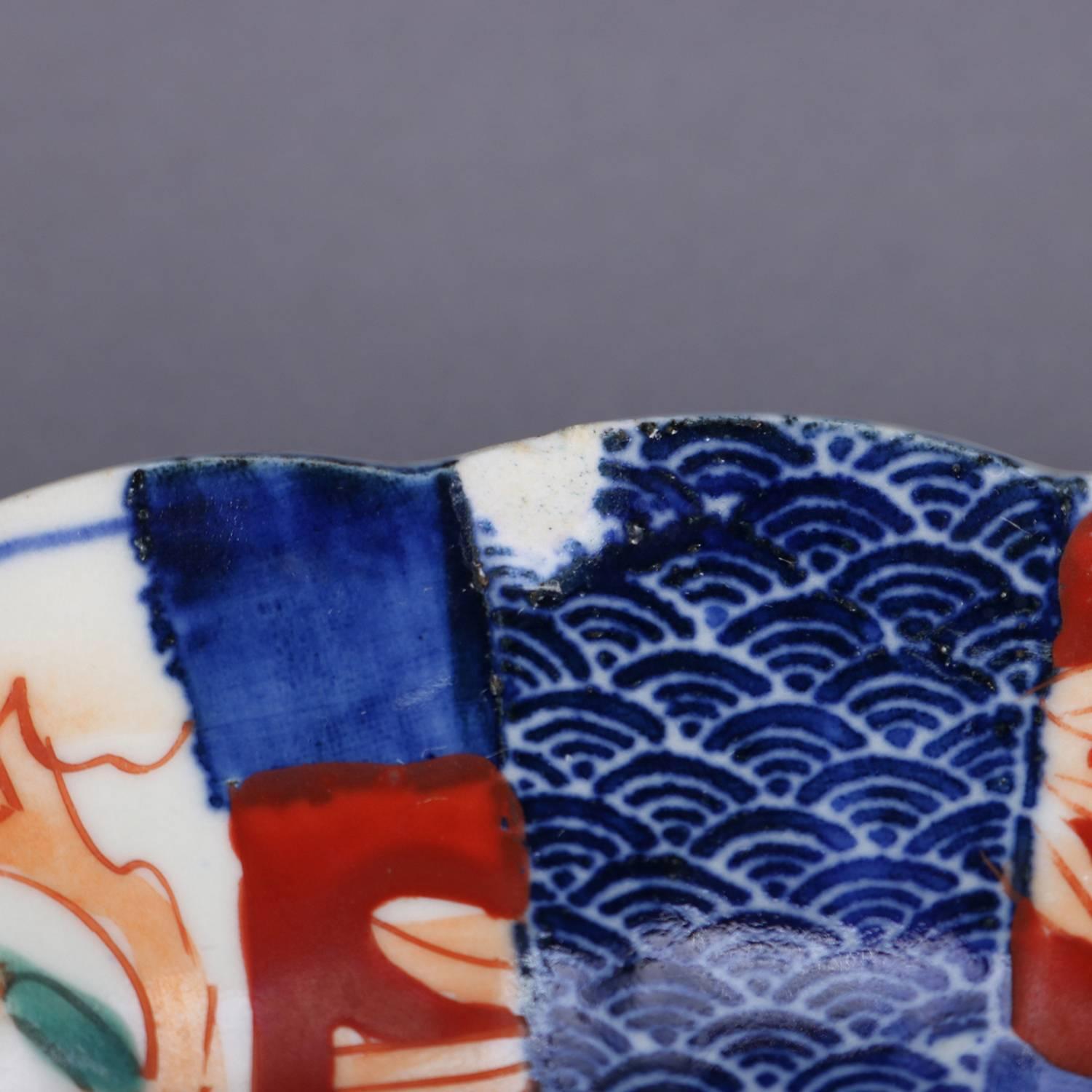 Five Antique Japanese Meiji Imari Hand-Painted Floral Porcelain Serveware 10