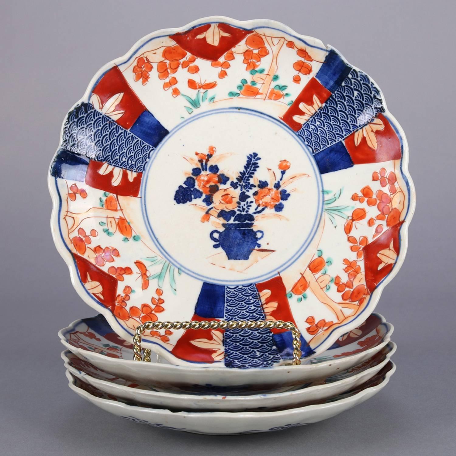 20th Century Five Antique Japanese Meiji Imari Hand-Painted Floral Porcelain Serveware