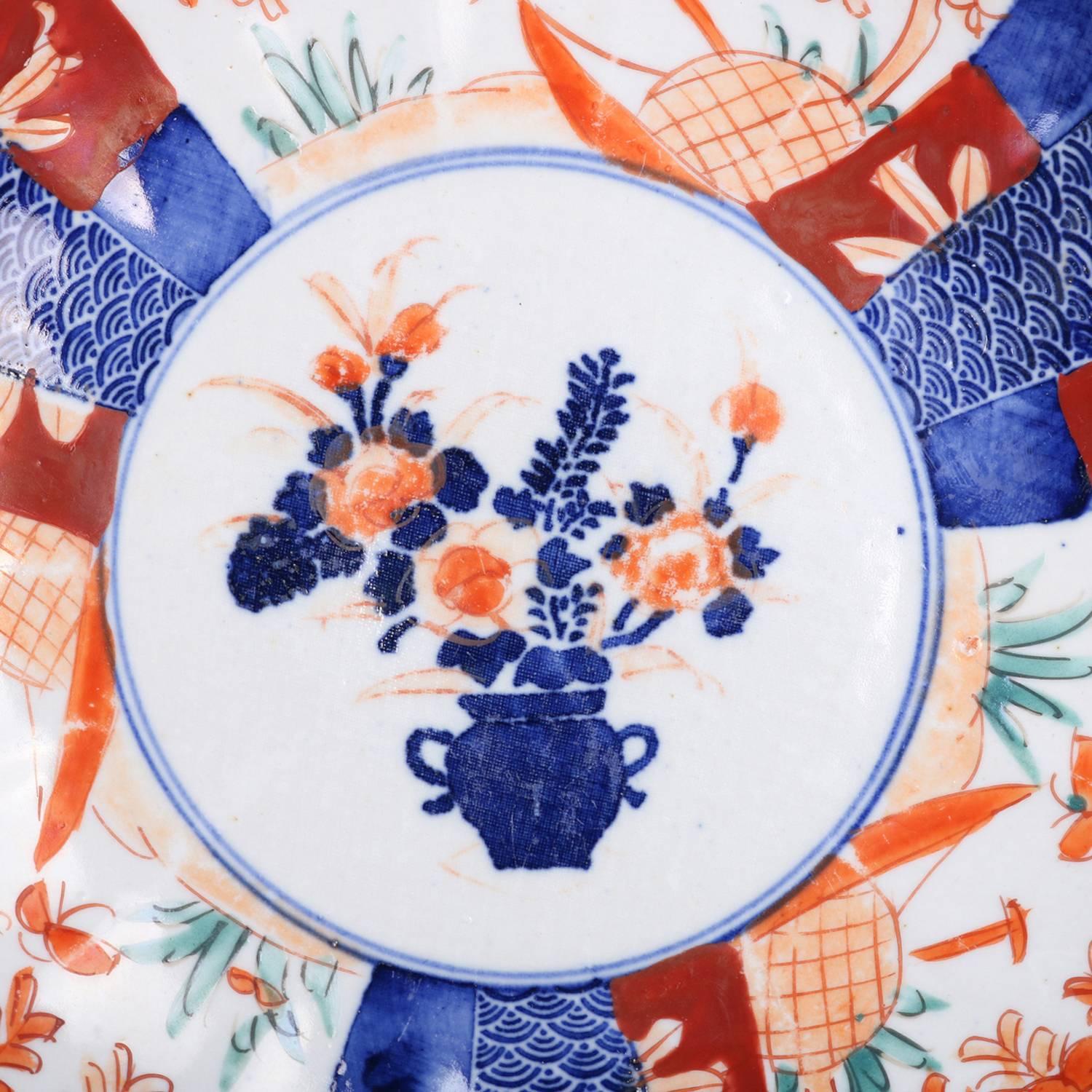 Five Antique Japanese Meiji Imari Hand-Painted Floral Porcelain Serveware 3