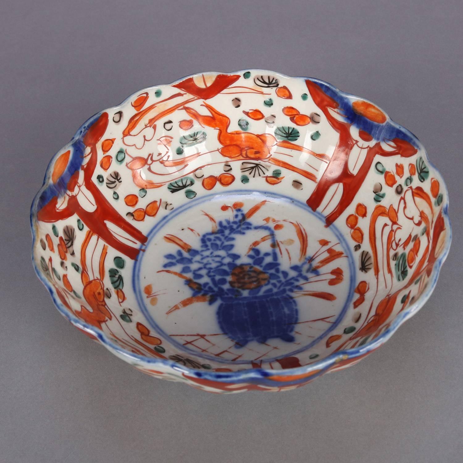 Five Antique Japanese Meiji Imari Hand-Painted Floral Porcelain Serveware 4