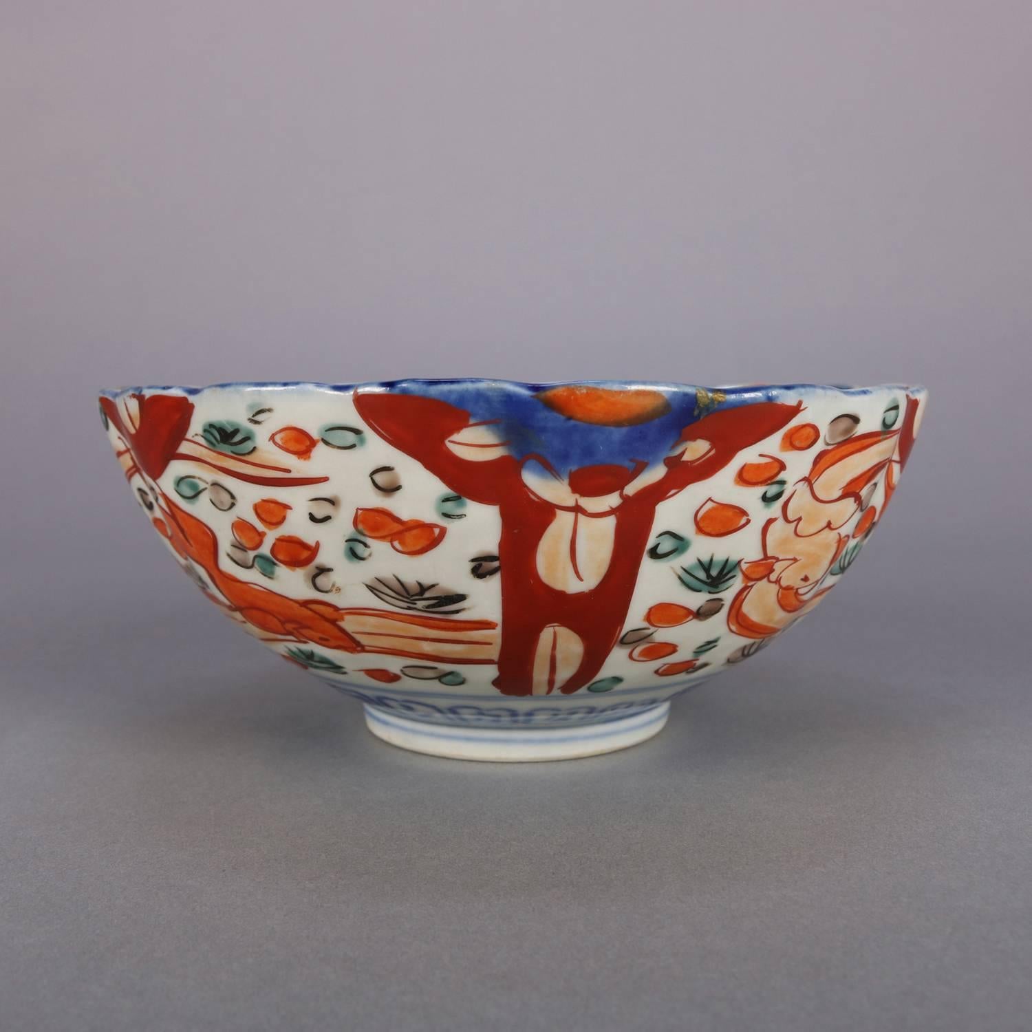 Five Antique Japanese Meiji Imari Hand-Painted Floral Porcelain Serveware 5