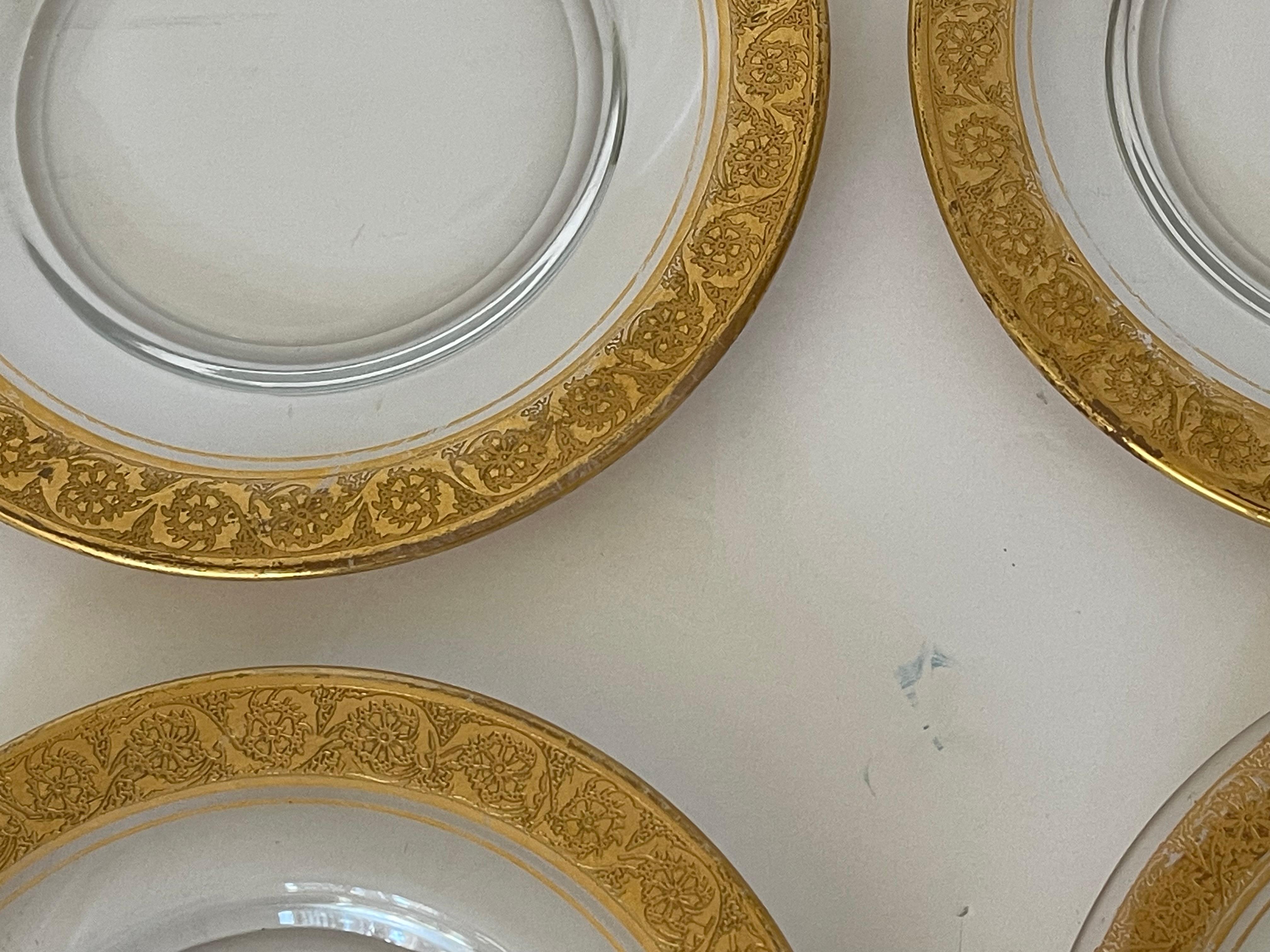 5 Antike Moser Goldrand Glas Dessertteller (Frühes 20. Jahrhundert) im Angebot
