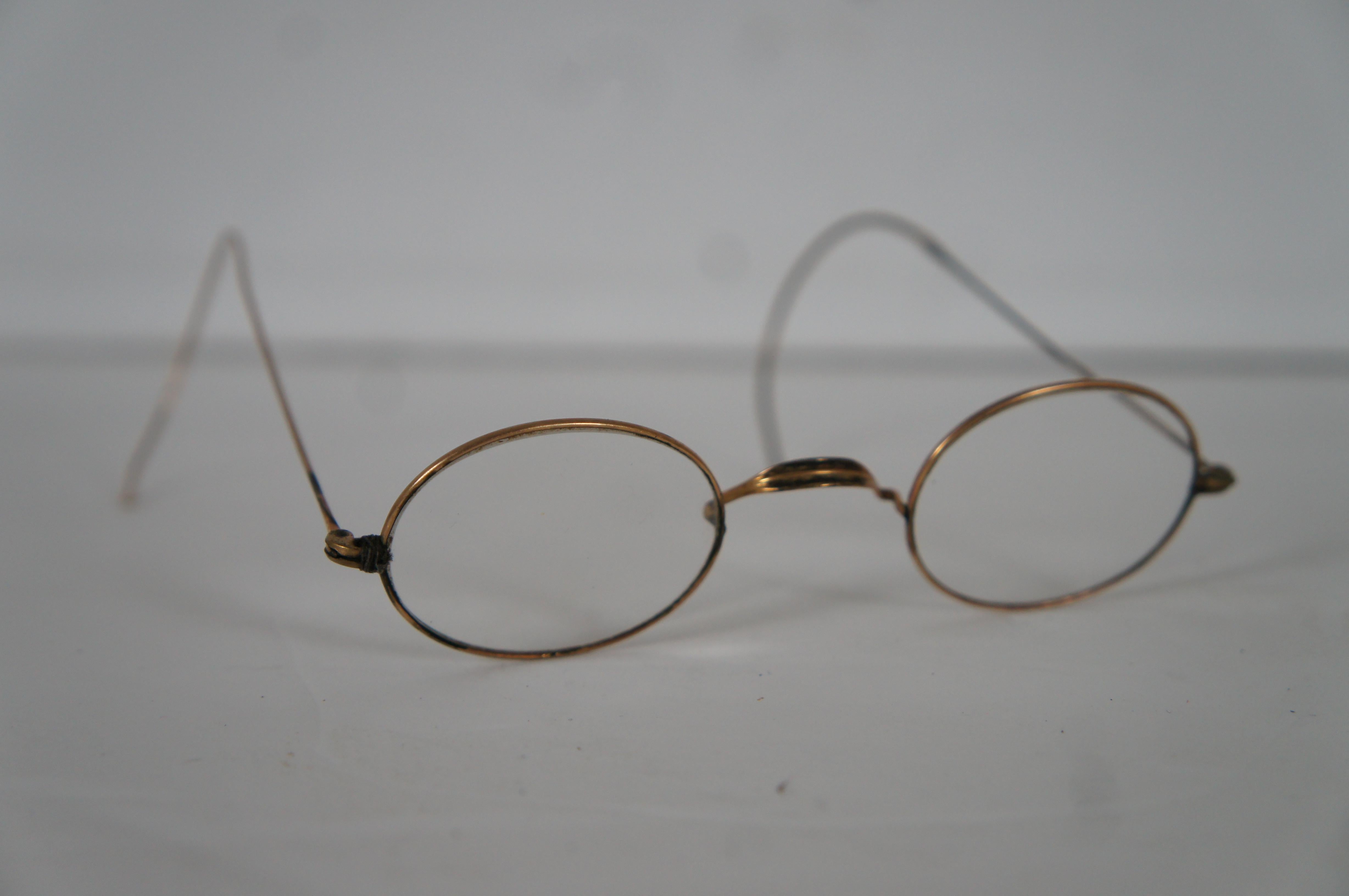 19th Century 5 Antique Victorian Wire Rim Optical Eye Glasses Frames Spectacles