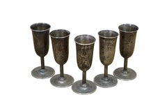 5 Antique Webster & Co Sterling Silver 925 Cordial Shot Glasses 79g 3.25"