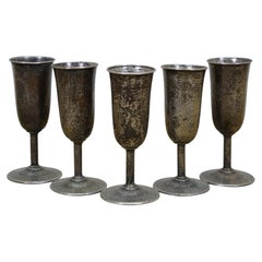 5 Antique Webster & Co Sterling Silver 925 Cordial Shot Glasses 79g 3.25"
