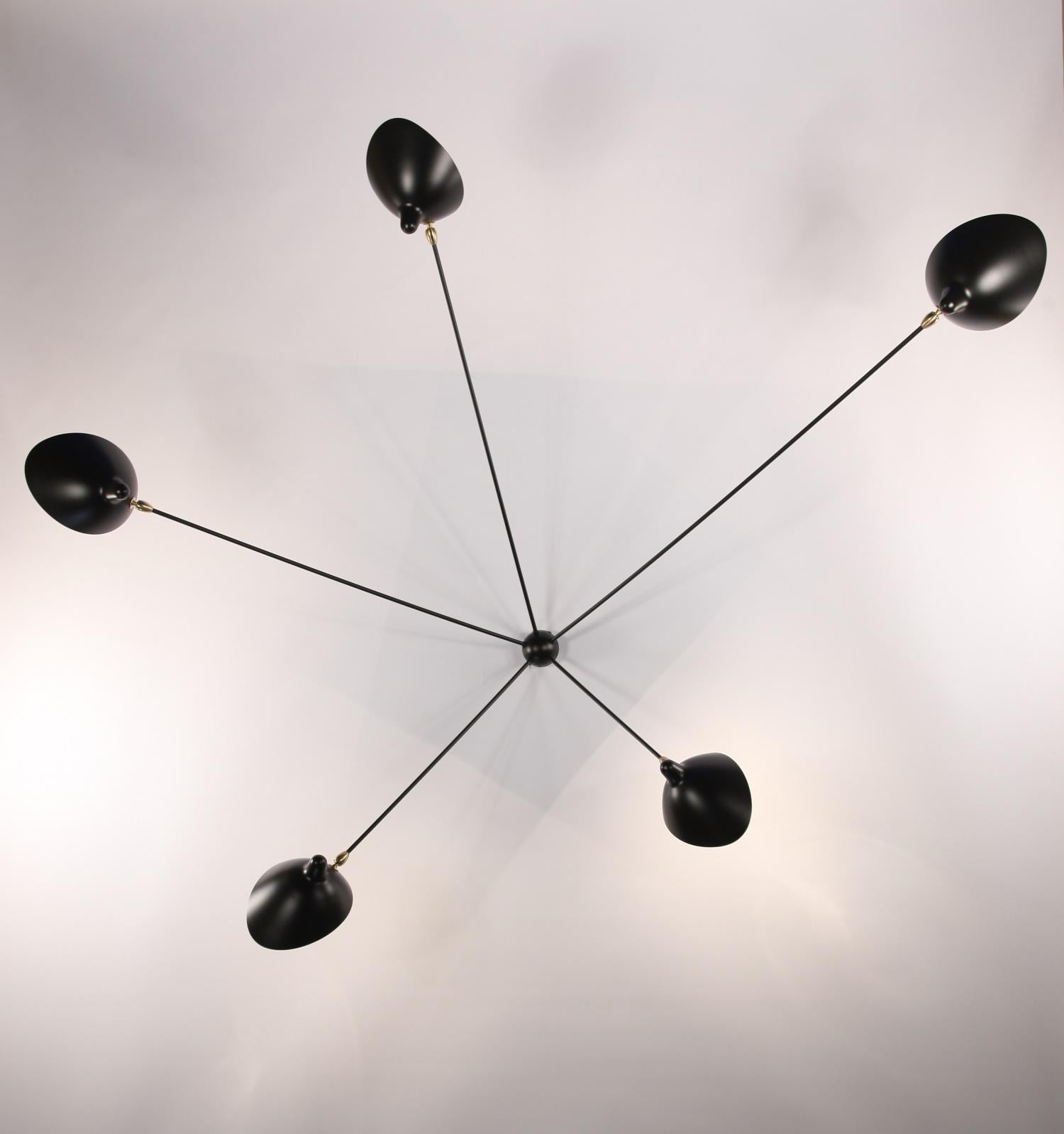 French Serge Mouille - 5 Arm Black Spider Sconce For Sale
