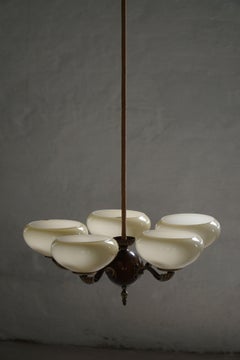 5 Arm Chandelier by Paavo Tynell, Model 1386/5 for Taito, Finland, 1930s
