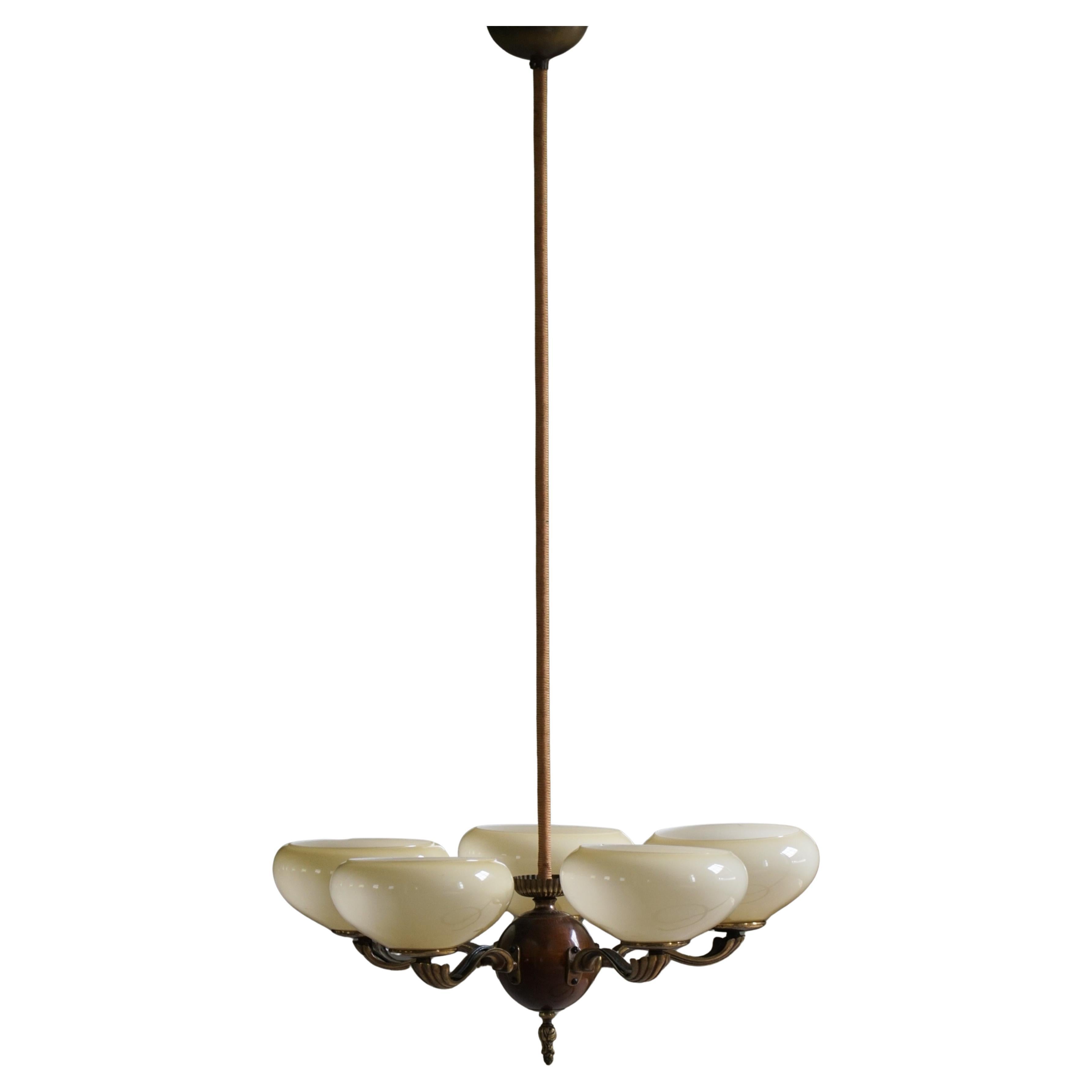 Lampadario a 5 bracci di Paavo Tynell, Modello 1386/5 per Taito, Finlandia, anni '30
