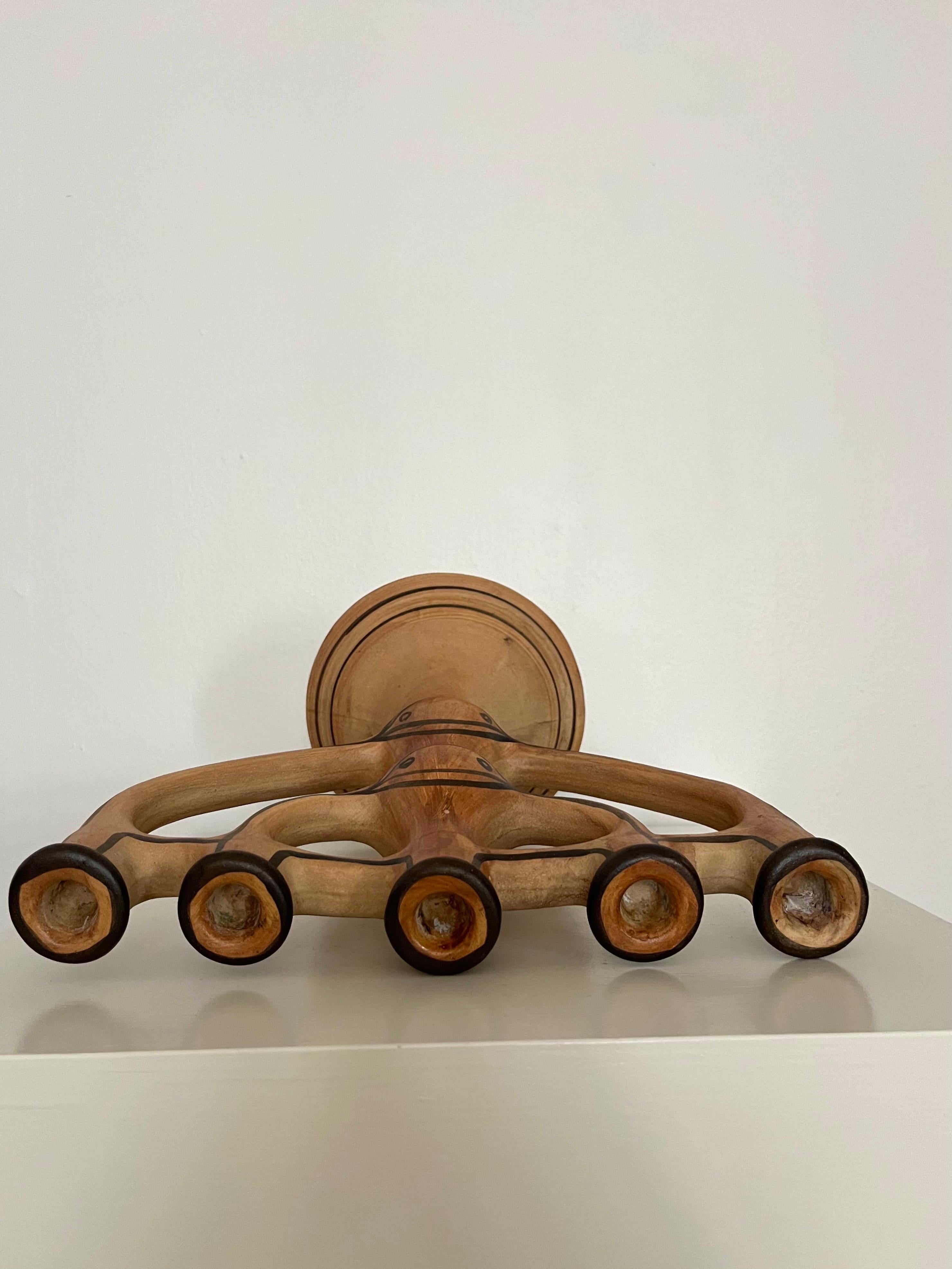 5-Arm Stoneware Candelabra by Asbo Stentøj, Denmark, 1980s For Sale 7