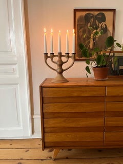 5-Arm Stoneware Candelabra by Asbo Stentøj, Denmark, 1980s