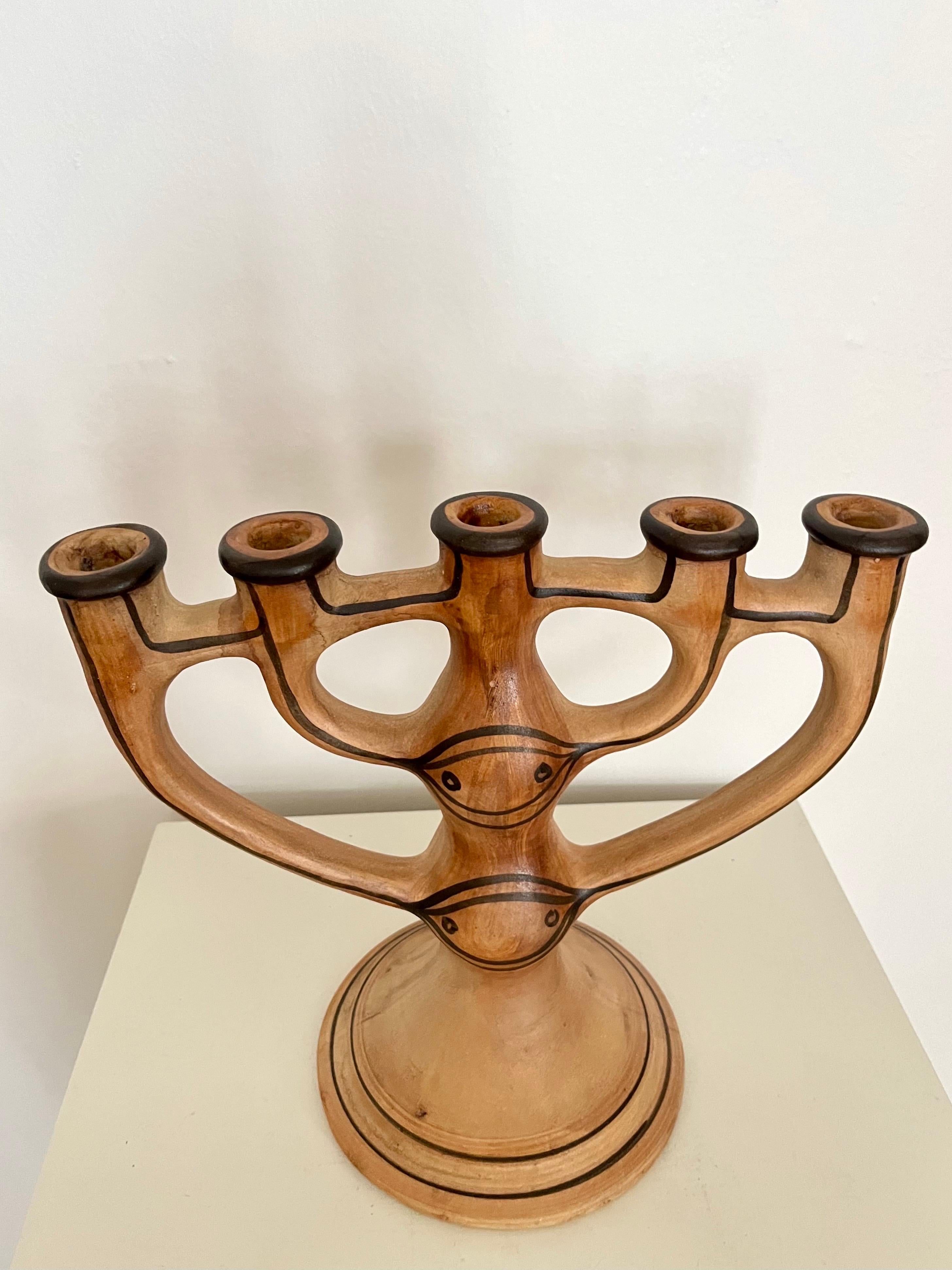 5-Arm Stoneware Candelabra by Asbo Stentøj, Denmark, 1980s In Good Condition For Sale In Frederiksberg C, DK