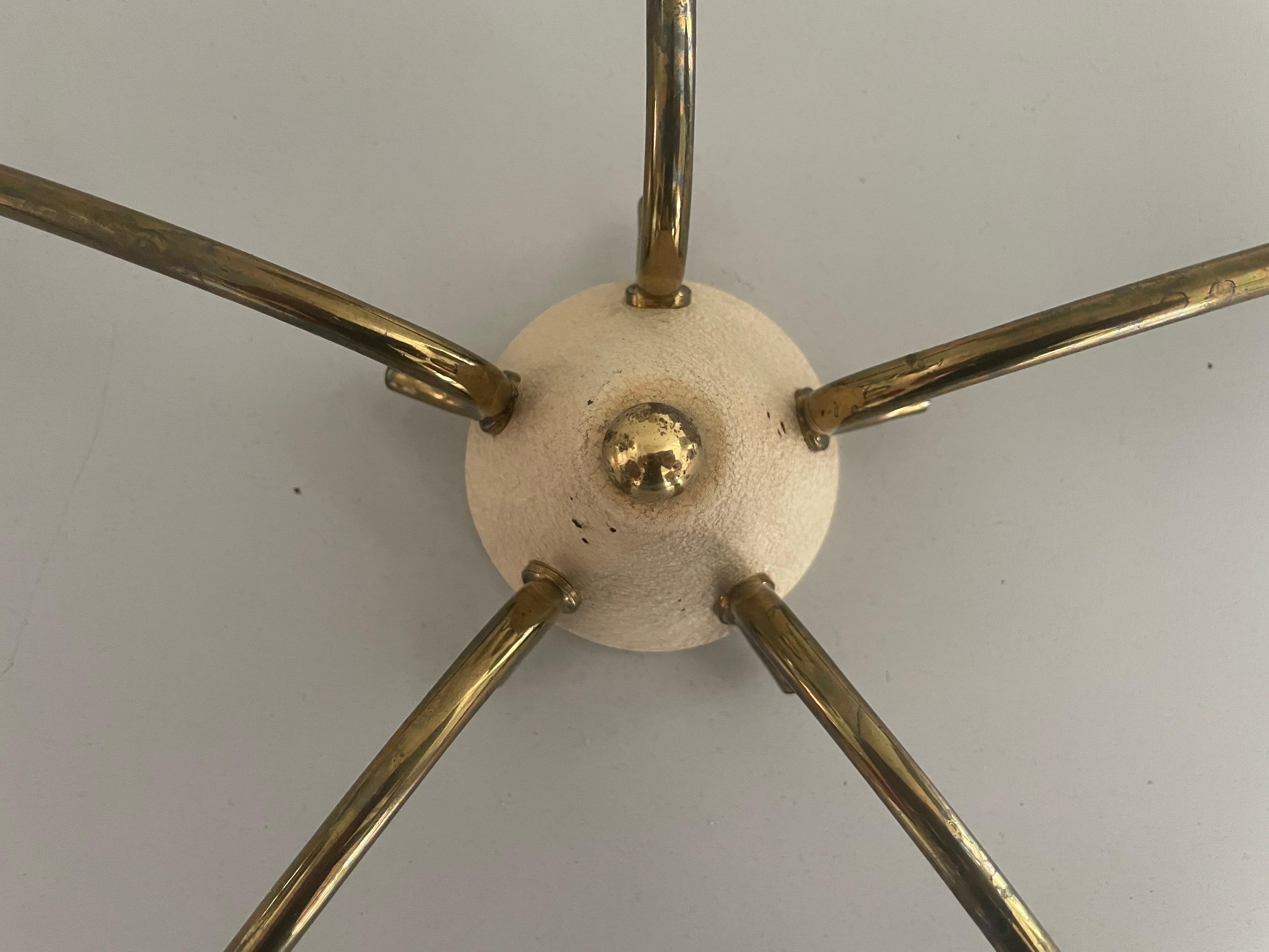 Plafoniera a 5 bracci in ottone di Ernest Igl per Hillebrand, anni '50, Germania in vendita 3