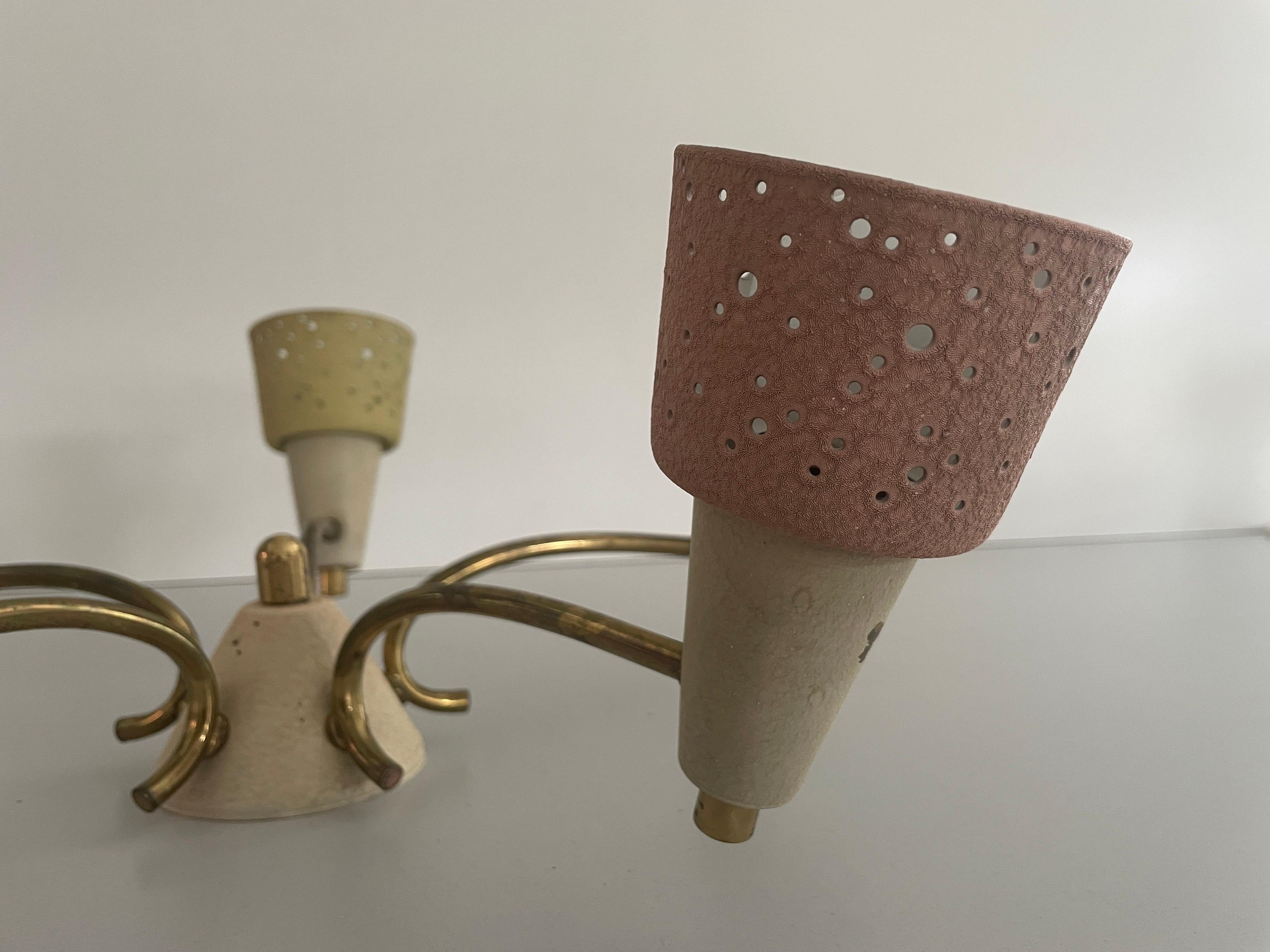 Metà XX secolo Plafoniera a 5 bracci in ottone di Ernest Igl per Hillebrand, anni '50, Germania in vendita