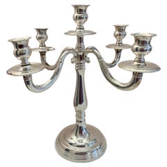 5 Armed Candelabra, 800 Silver, English Style