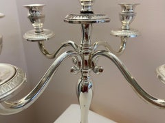 5 Armed Candelabra, 800 Silver, Empire Style, 625 Grams