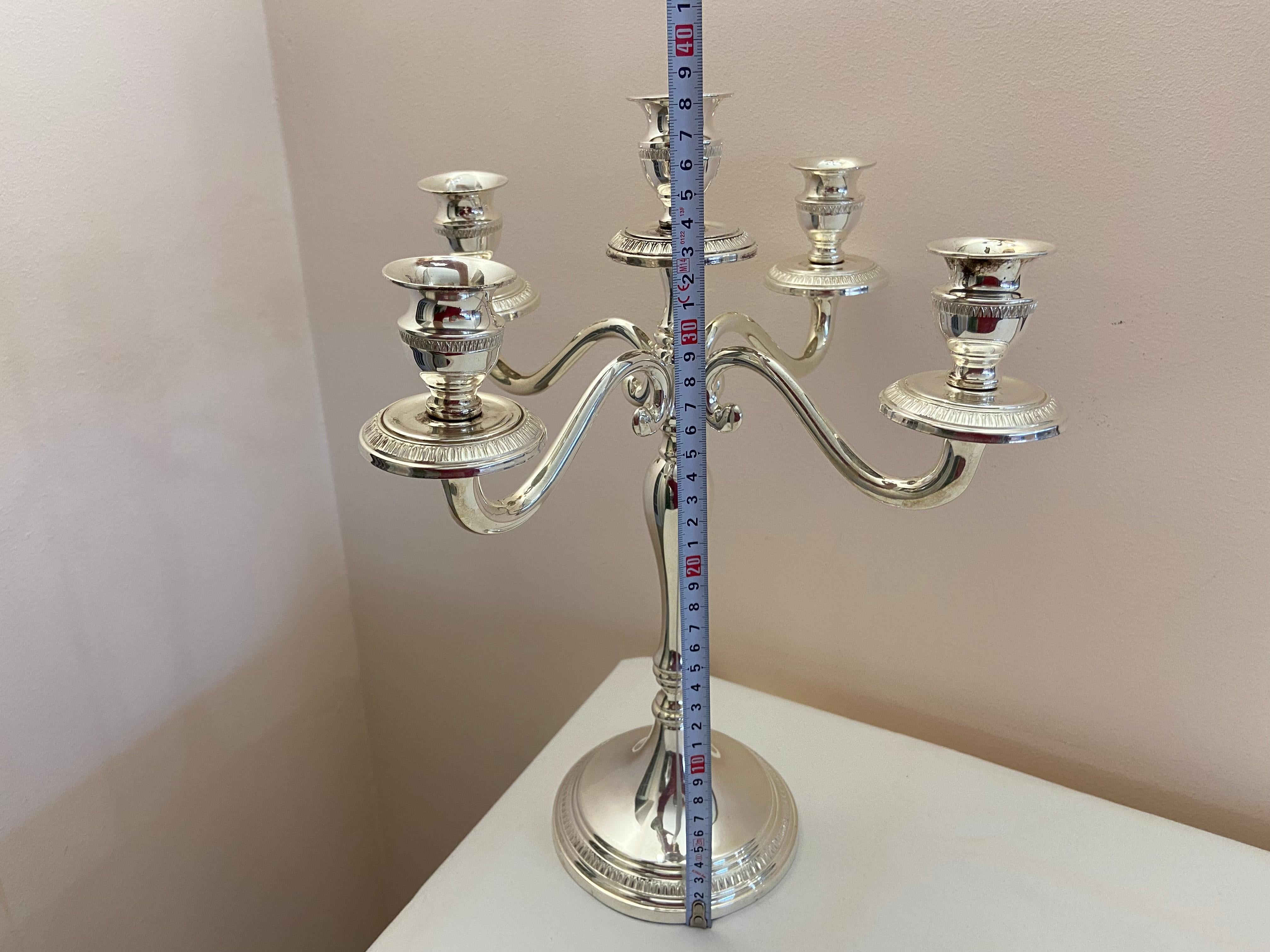 5 arm silver candelabra