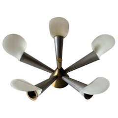 5-Armed Metal Sputnik Ceiling Light with Plexiglass Reflectors, 1960s, Germany