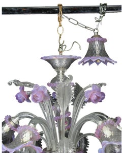 5 ARMS CHANDELIER in Murano glass Venice Early 20th Century