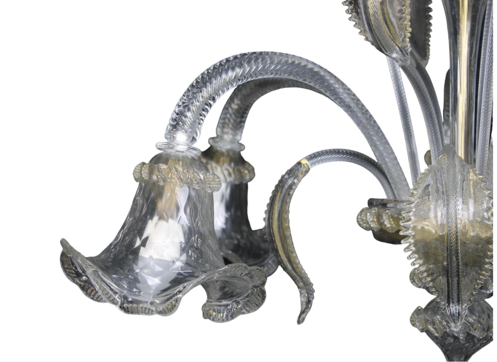Modern 5 ARMS CHANDELIER in Murano glass Venice Early 20th Century For Sale