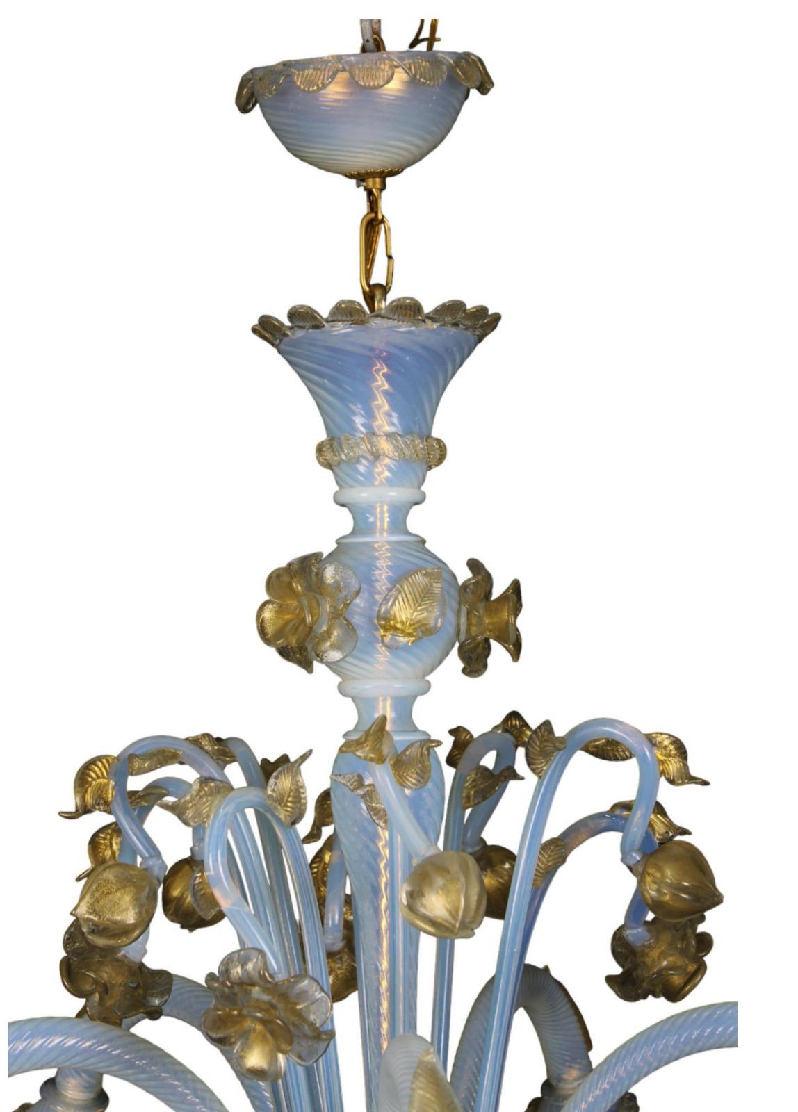 Italian 5 ARMS CHANDELIER in Murano glass Venice Early 20th Century For Sale