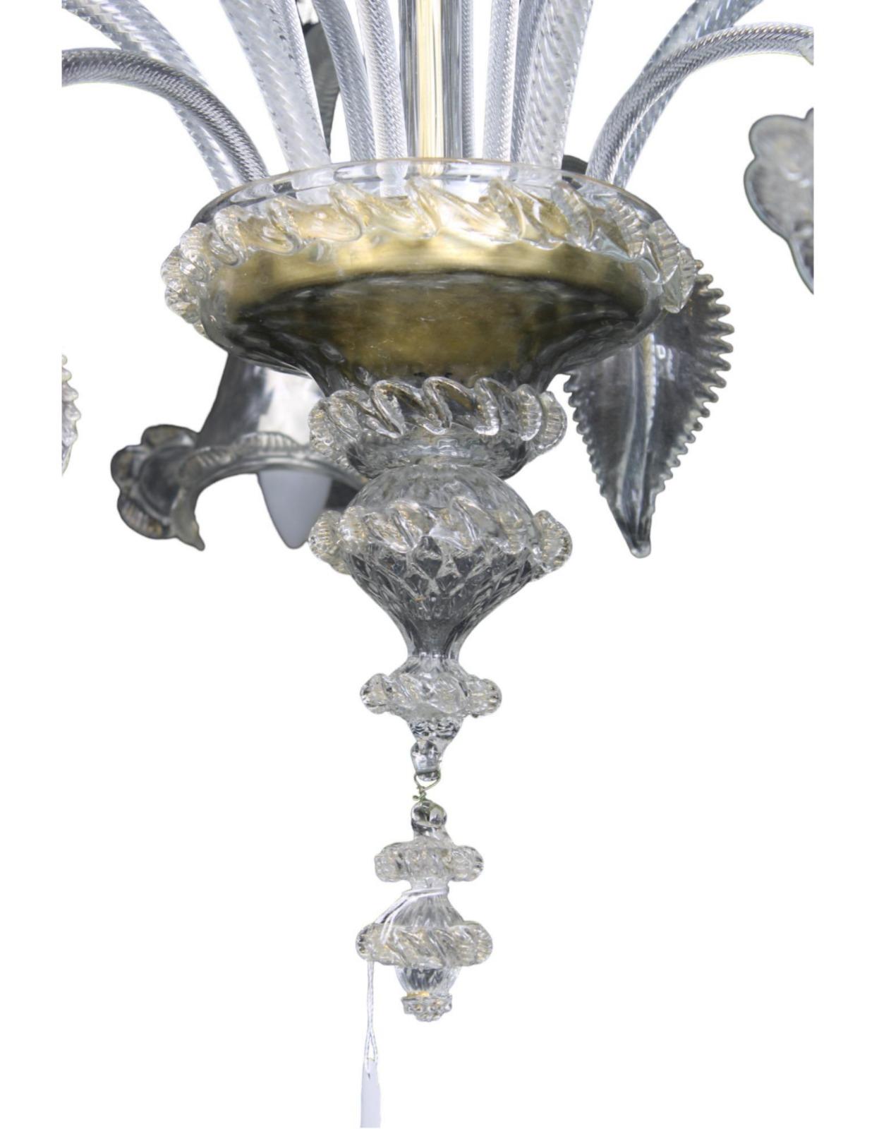 Italian 5 ARMS CHANDELIER in Murano glass Venice Early 20th Century For Sale