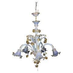 Antique 5 ARMS CHANDELIER in Murano glass Venice Early 20th Century
