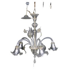 5 ARMS CHANDELIER in Murano glass Venice Early 20th Century