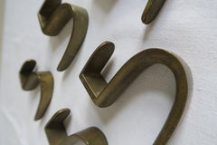 5 Authentic Heavy Brass Coat Hooks Designed by Carl Auböck