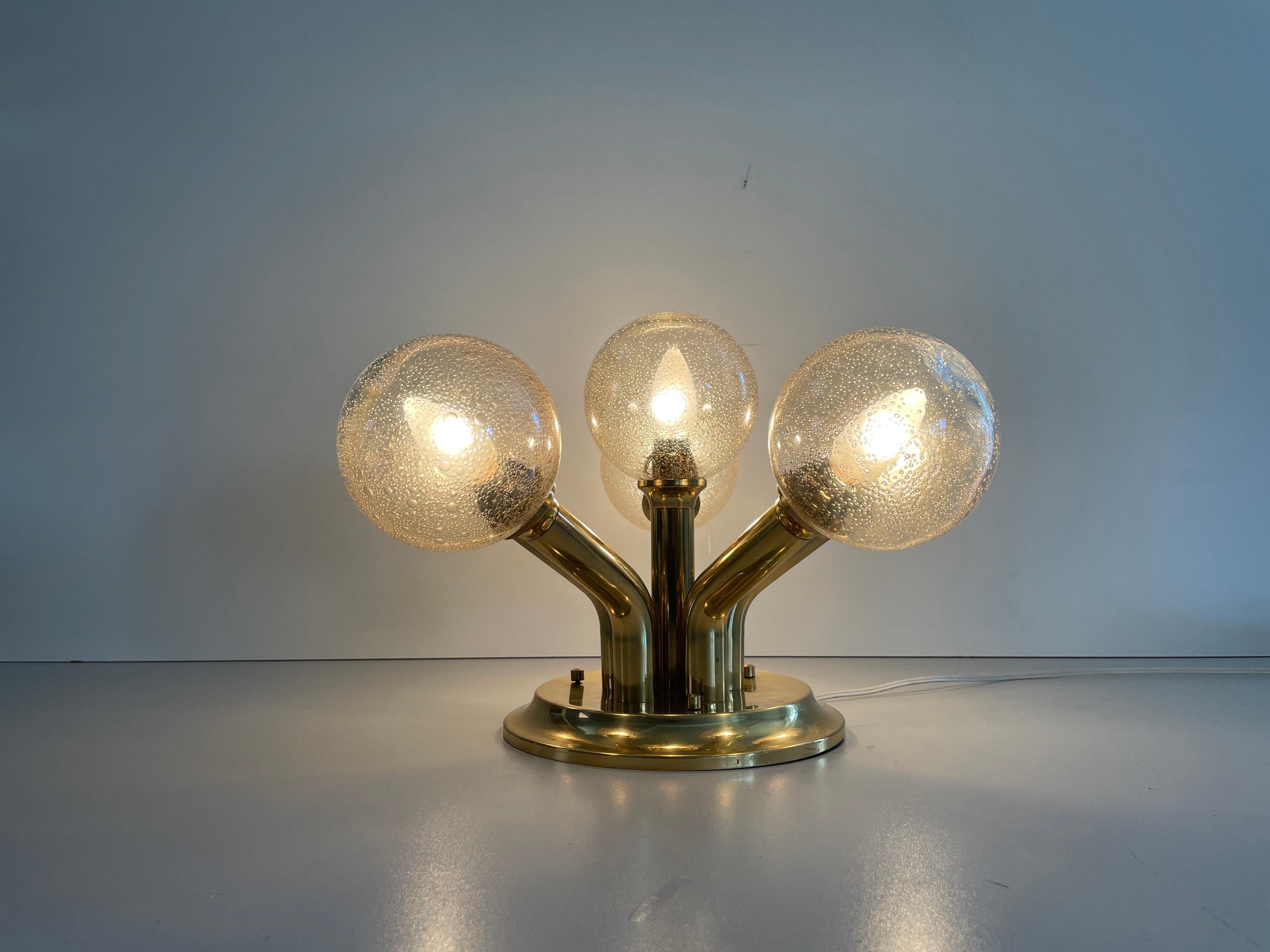 Lampada Atomic Flush Mount a 5 sfere con corpo in vetro e ottone, anni '60, Germania in vendita 3