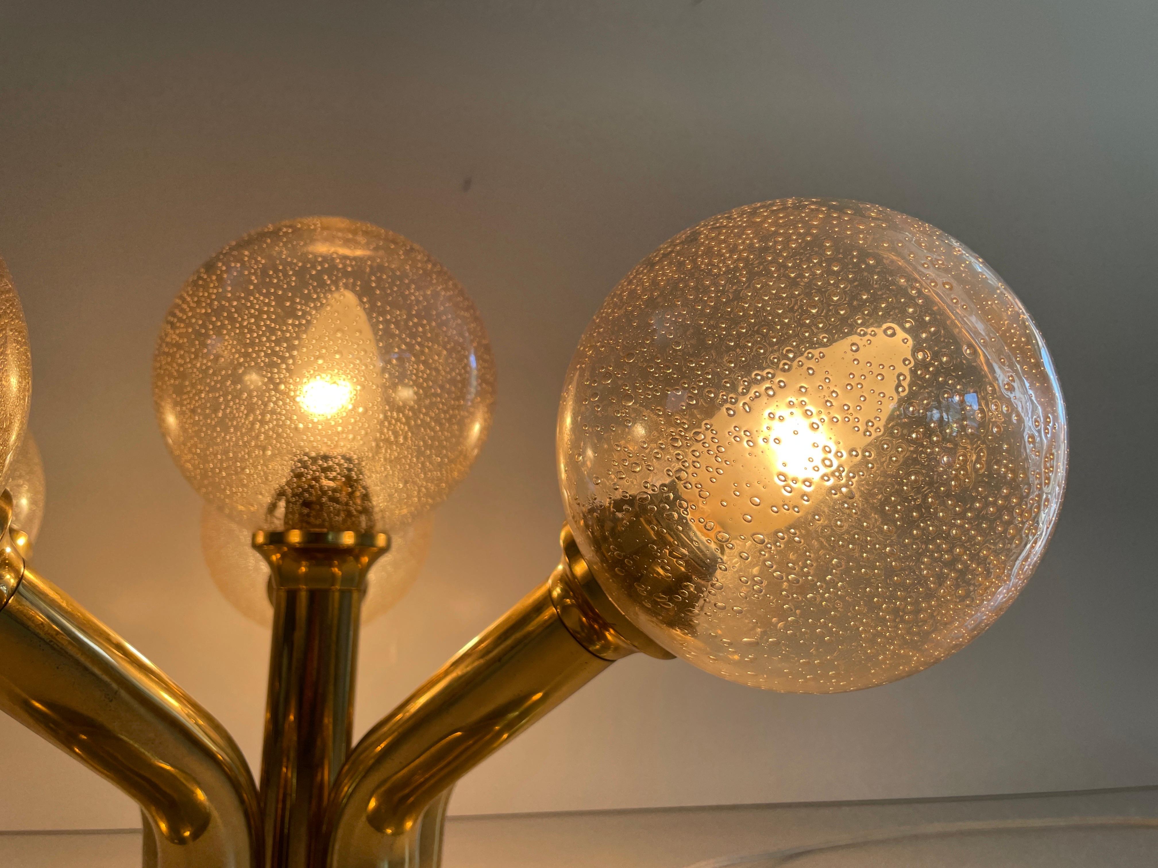 Lampada Atomic Flush Mount a 5 sfere con corpo in vetro e ottone, anni '60, Germania in vendita 9